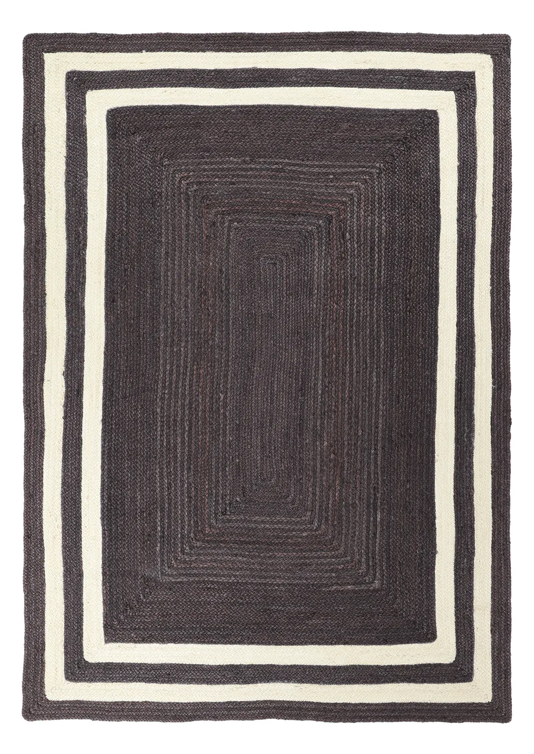 Tapis chanvre - Jessore (taupe foncé/blanc)