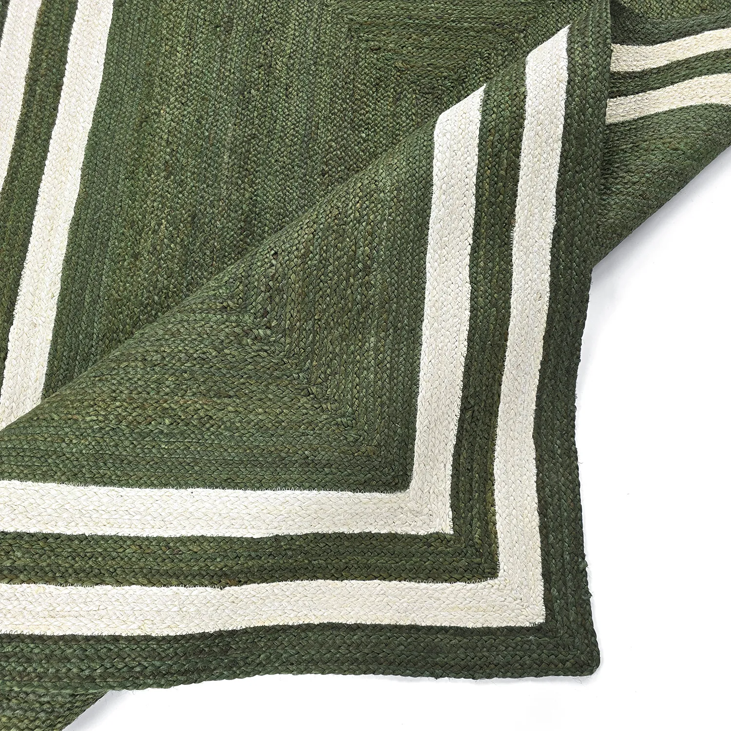 Tapis chanvre - Jessore (vert militaire/blanc)