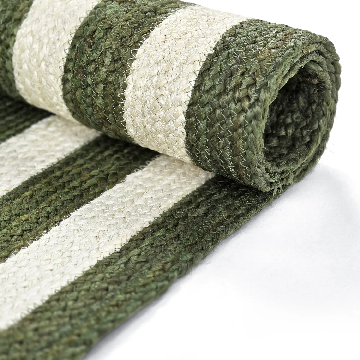 Tapis chanvre - Jessore (vert militaire/blanc)