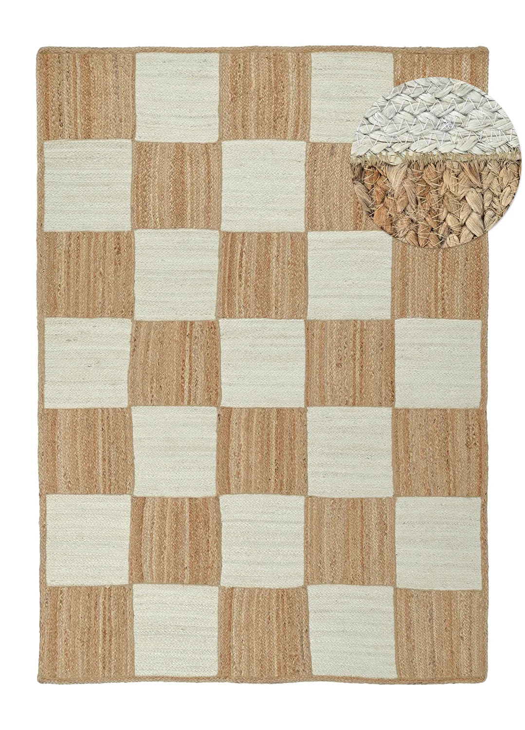 Tapis chanvre - Khulna (nature/blanc)