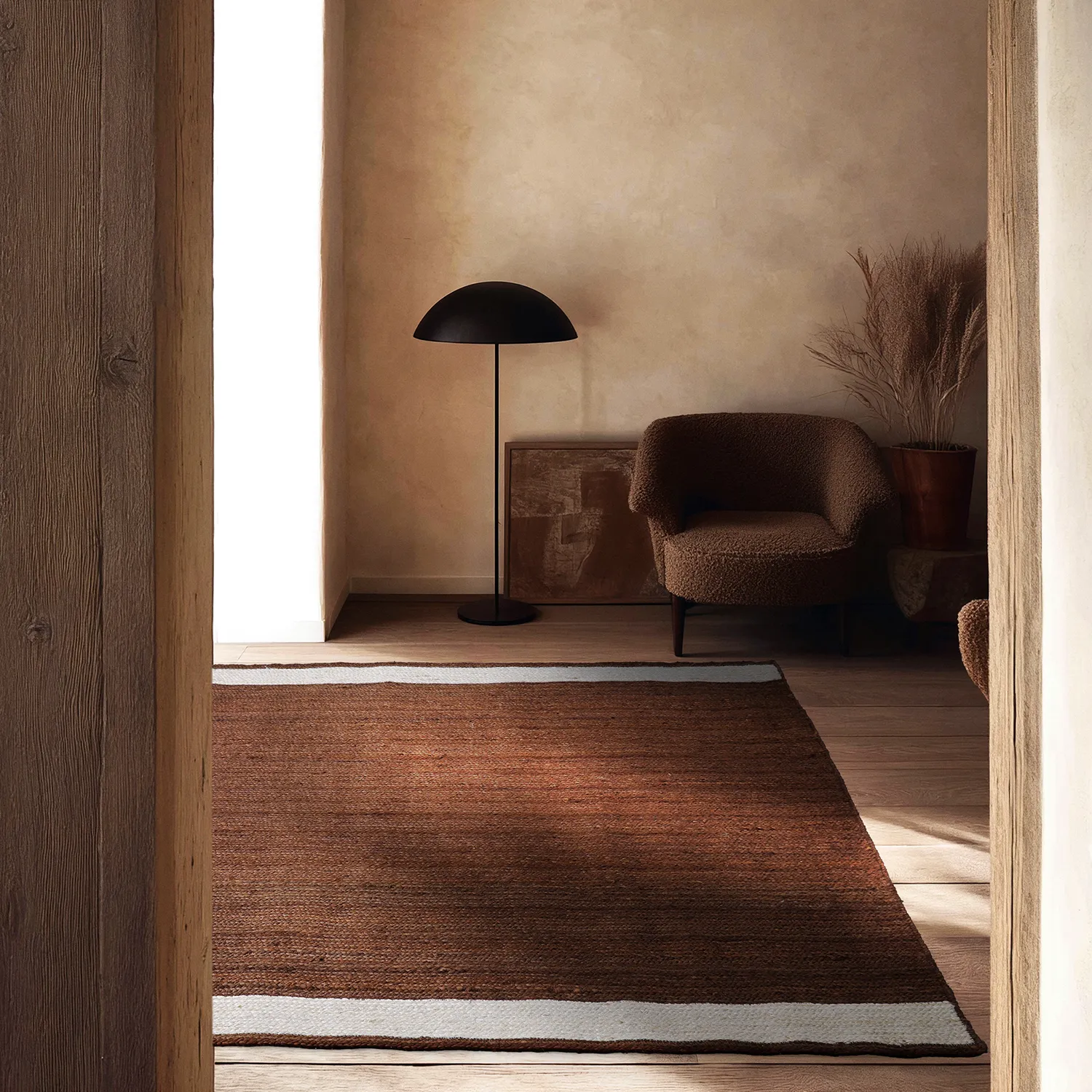 Tapis chanvre - Senaki (marron/blanc)