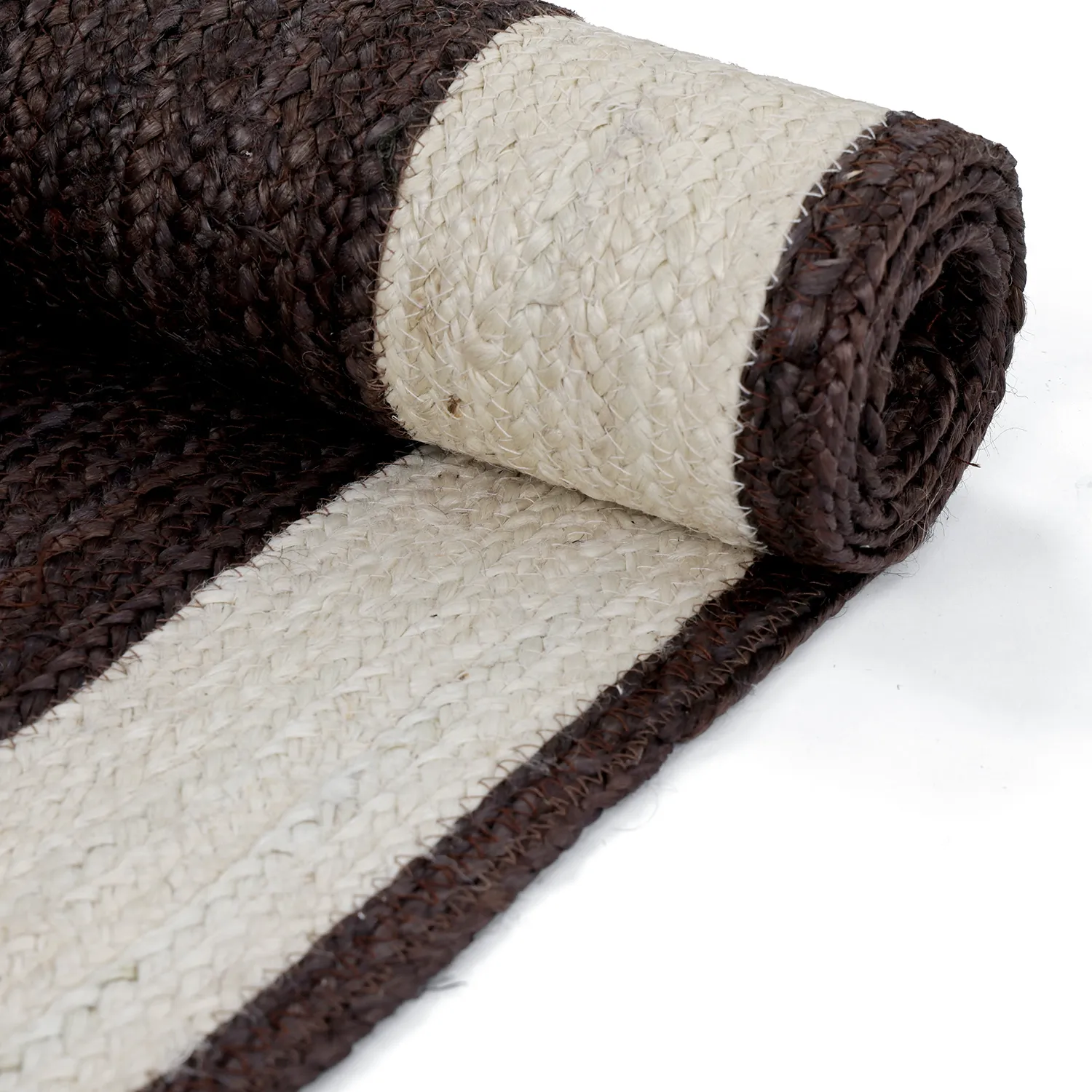 Tapis chanvre - Senaki (taupe foncé/blanc)
