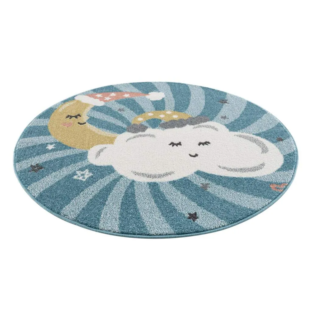 Tapis pour enfants - Night Clouds Rond (multicolore)