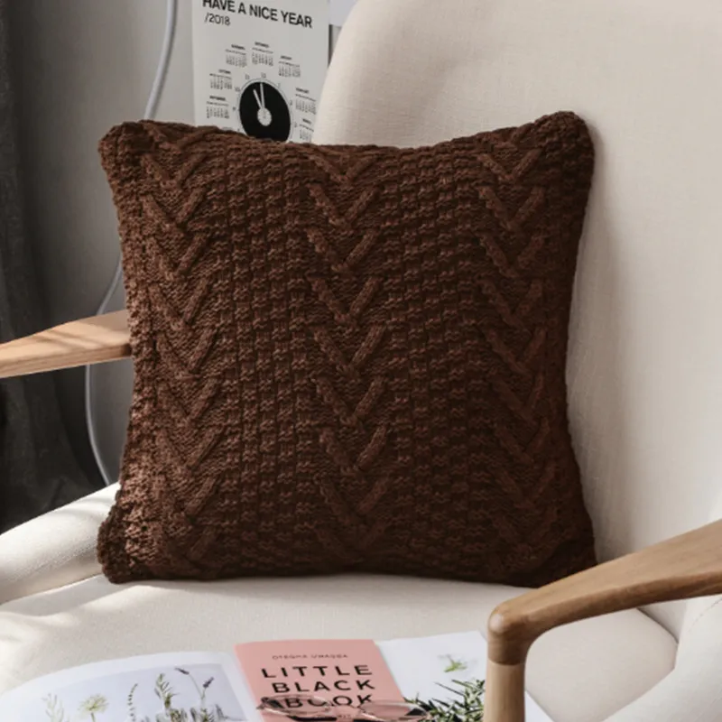 Housse de coussin - Knit Macrame 45 x 45 cm (marron)