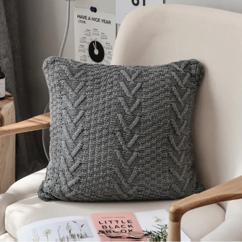 Housse de coussin - Knit Macrame 45 x 45 cm (gris)