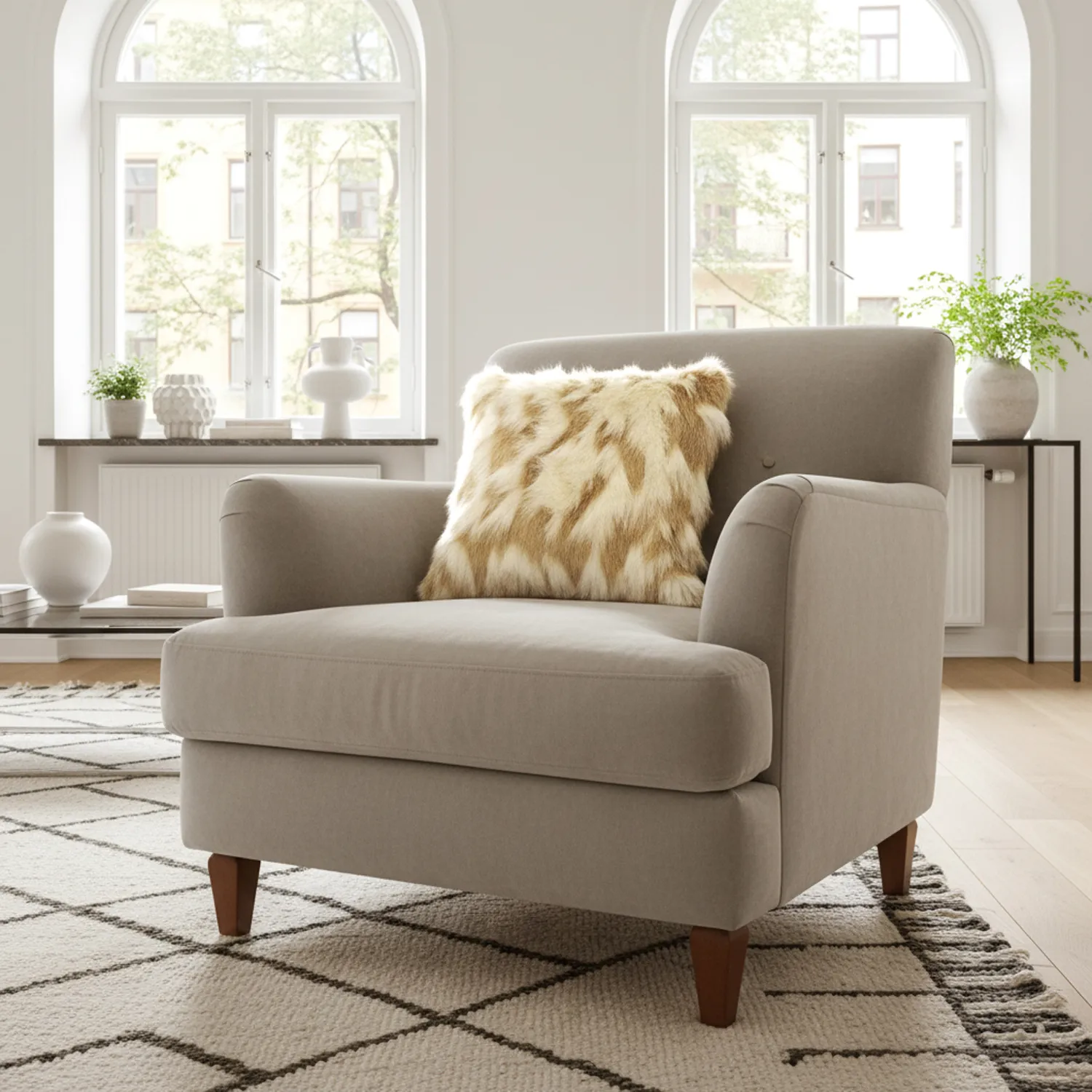 Housse de coussin - Clara (blanc/beige)