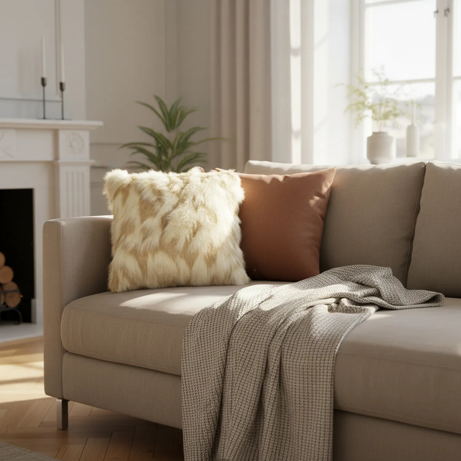 Housse de coussin - Clara (blanc/beige)