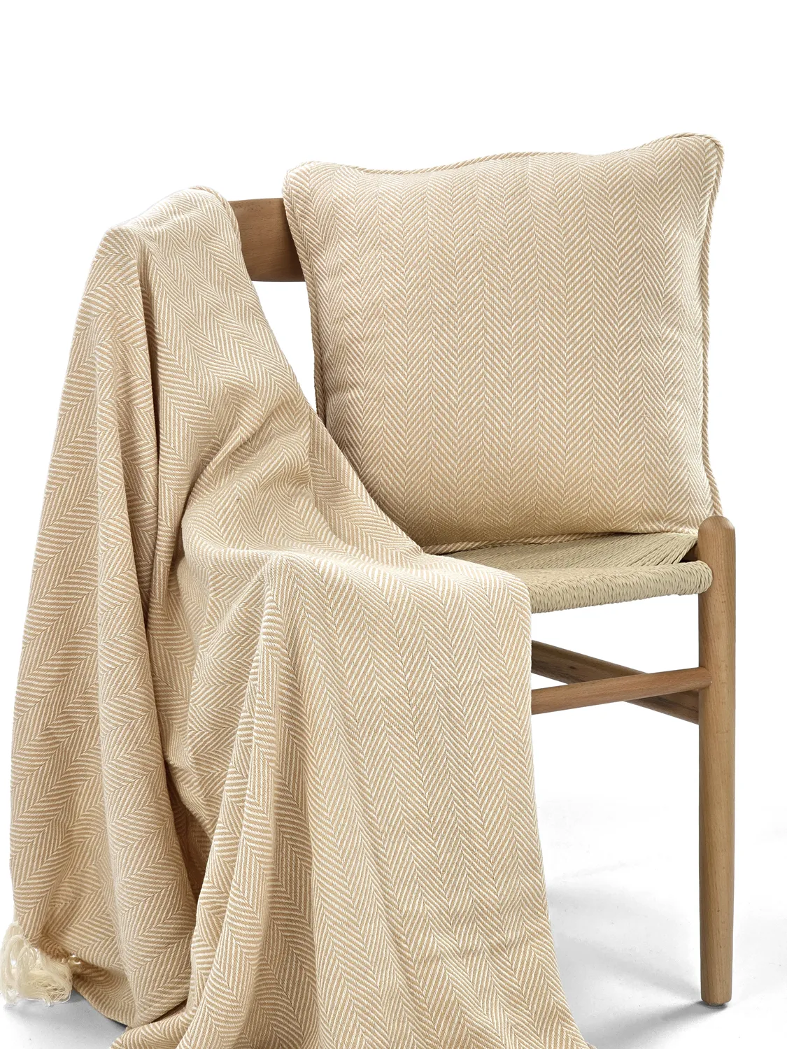 Housse de coussin - Denisa Fishbone (beige/blanc)