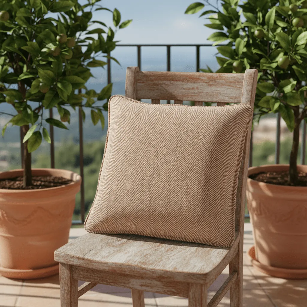 Housse de coussin - Denisa Fishbone (marron/blanc)
