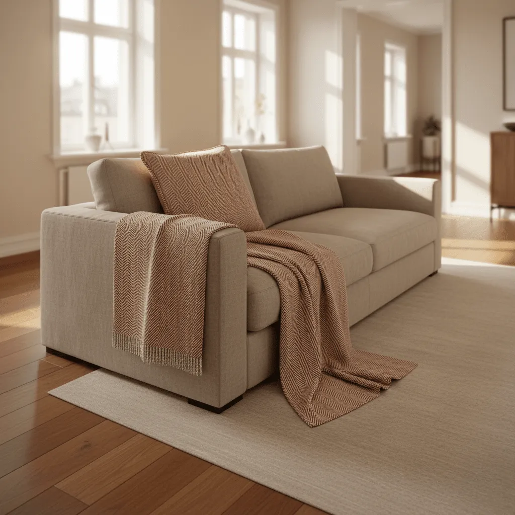Housse de coussin - Denisa Fishbone (marron/blanc)