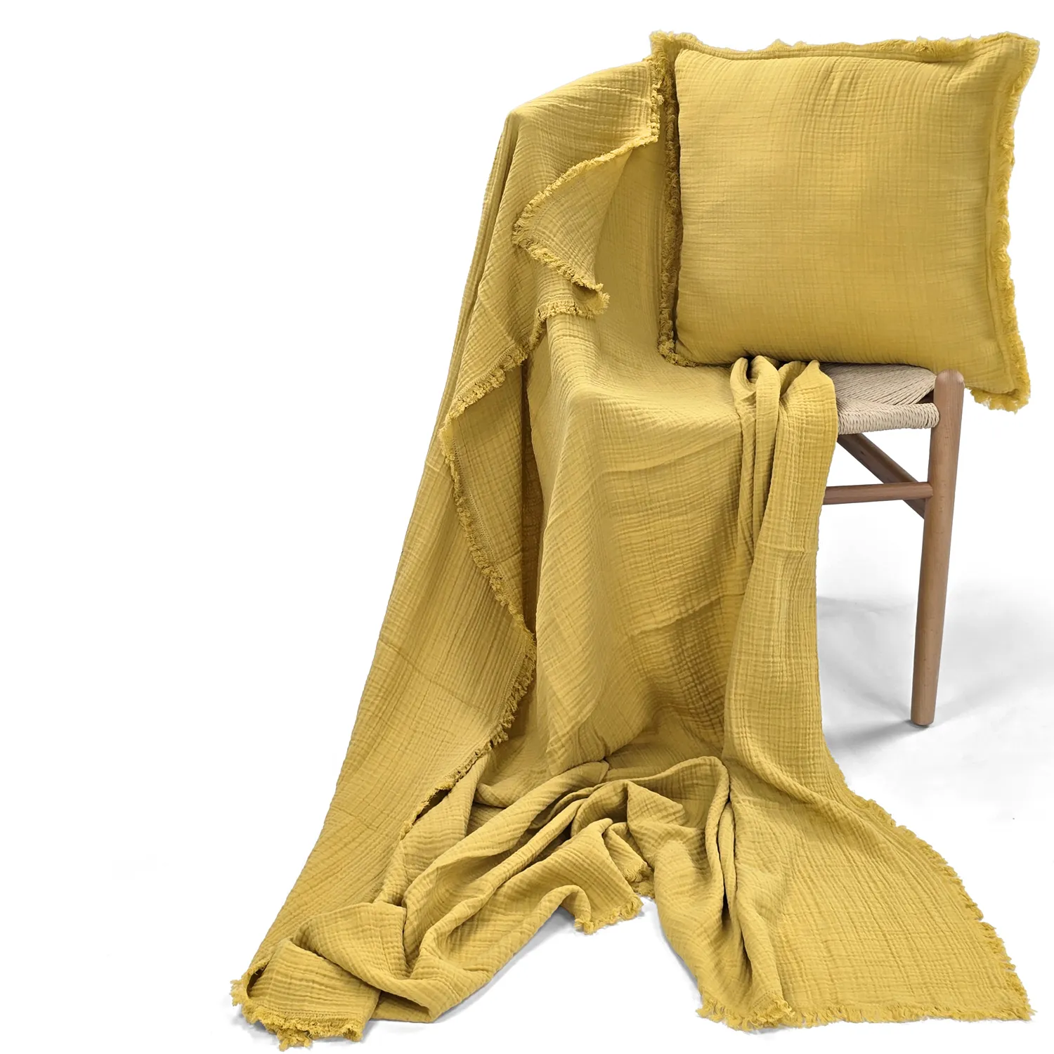 Housse de coussin - Dorena (jaune moutarde)