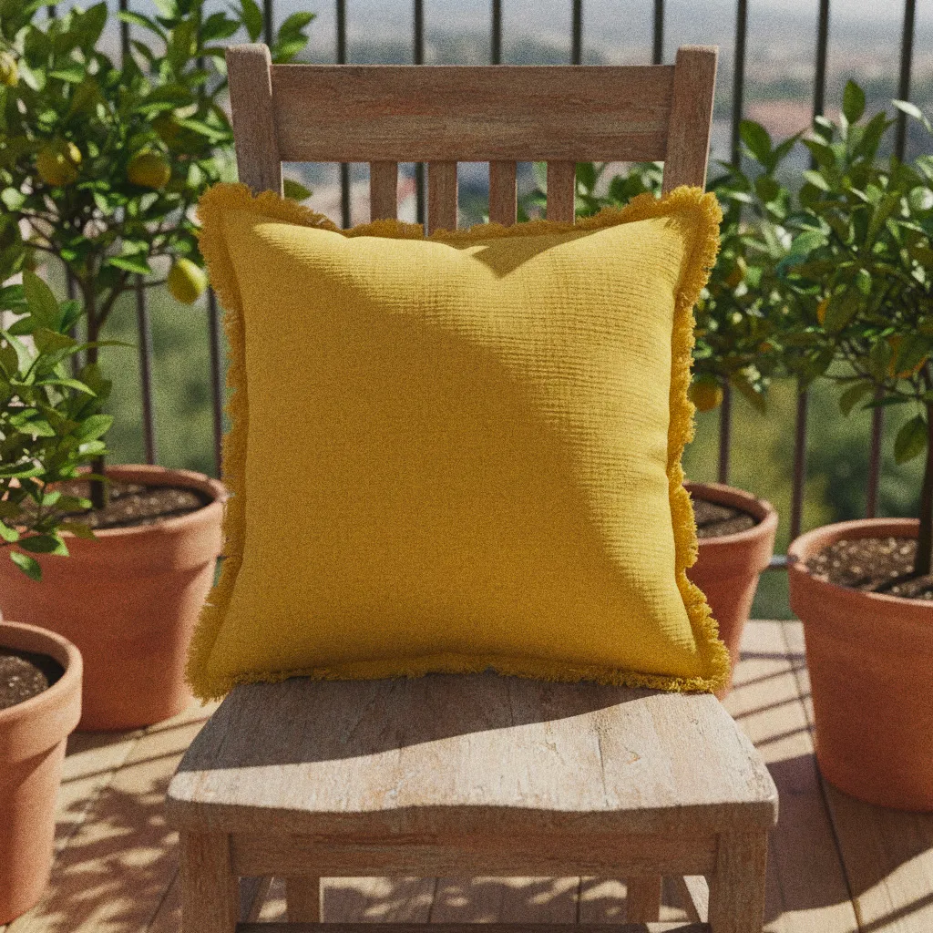 Housse de coussin - Dorena (jaune moutarde)