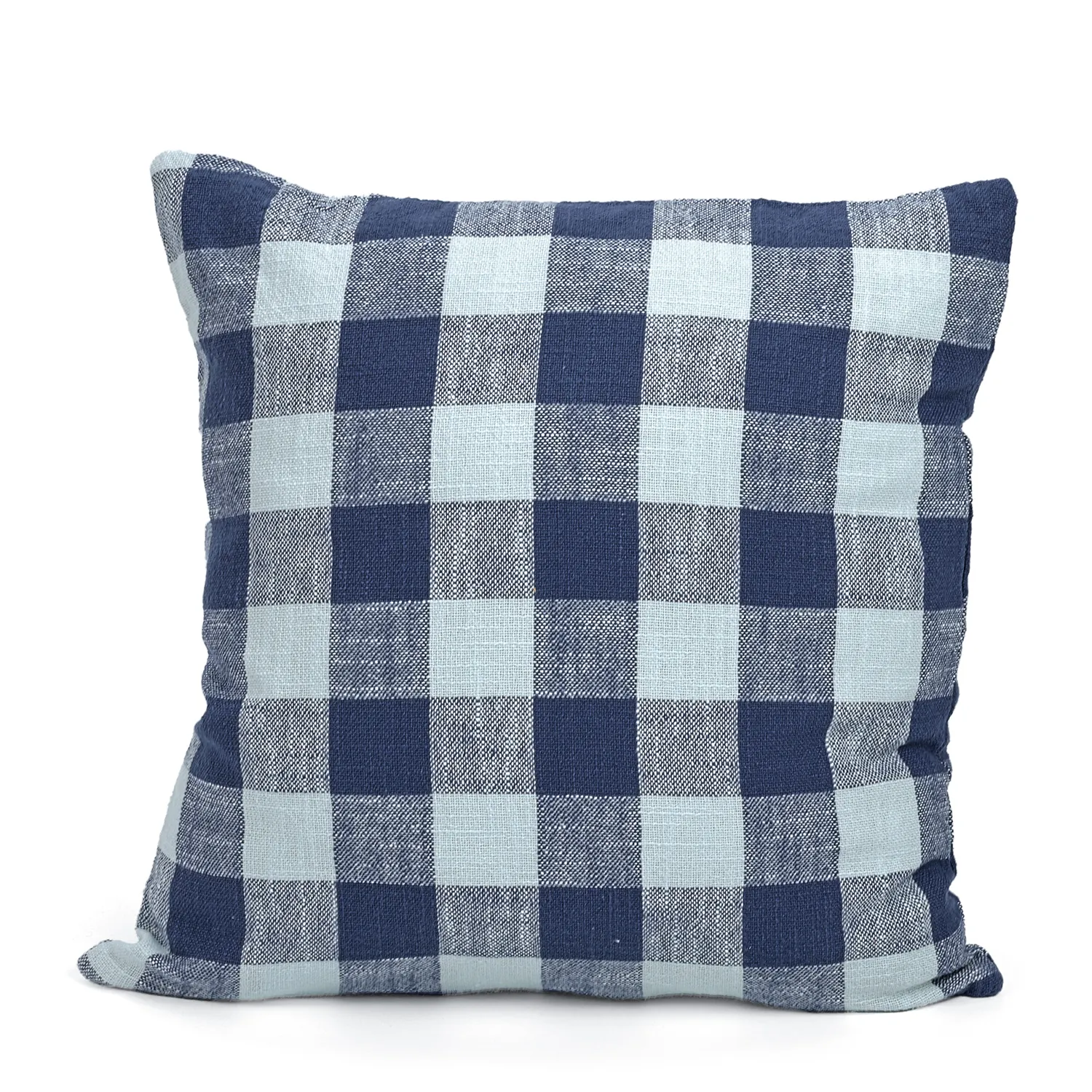 Taie d'oreiller - Isela check cotton cushion cover (bleu marine/bleu clair)