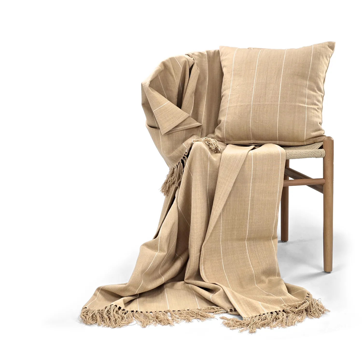Housse de coussin - Martina Stripe (beige/blanc)