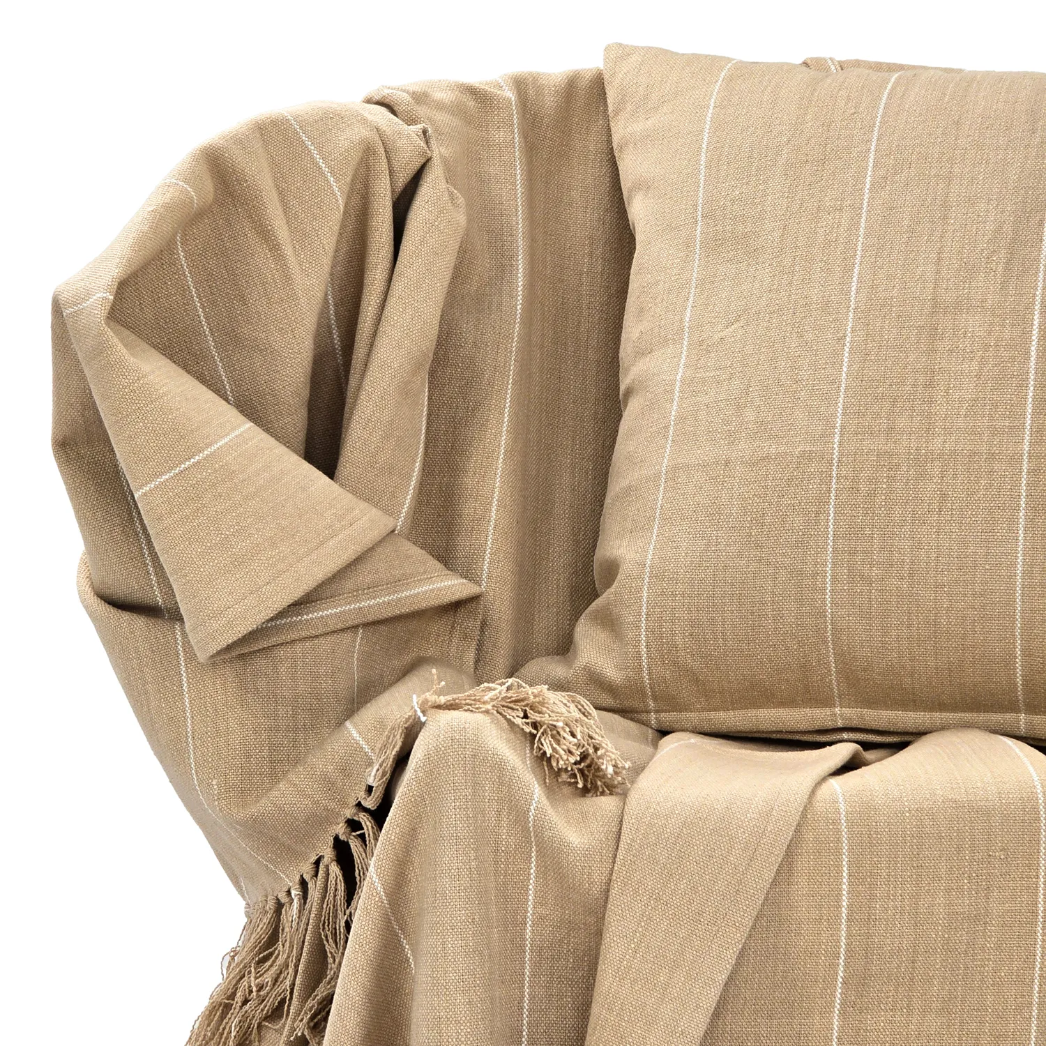 Housse de coussin - Martina Stripe (beige/blanc)