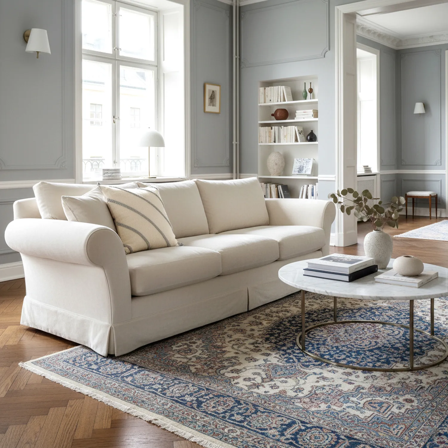 Housse de coussin - Montreux (blanc cassé/gris)