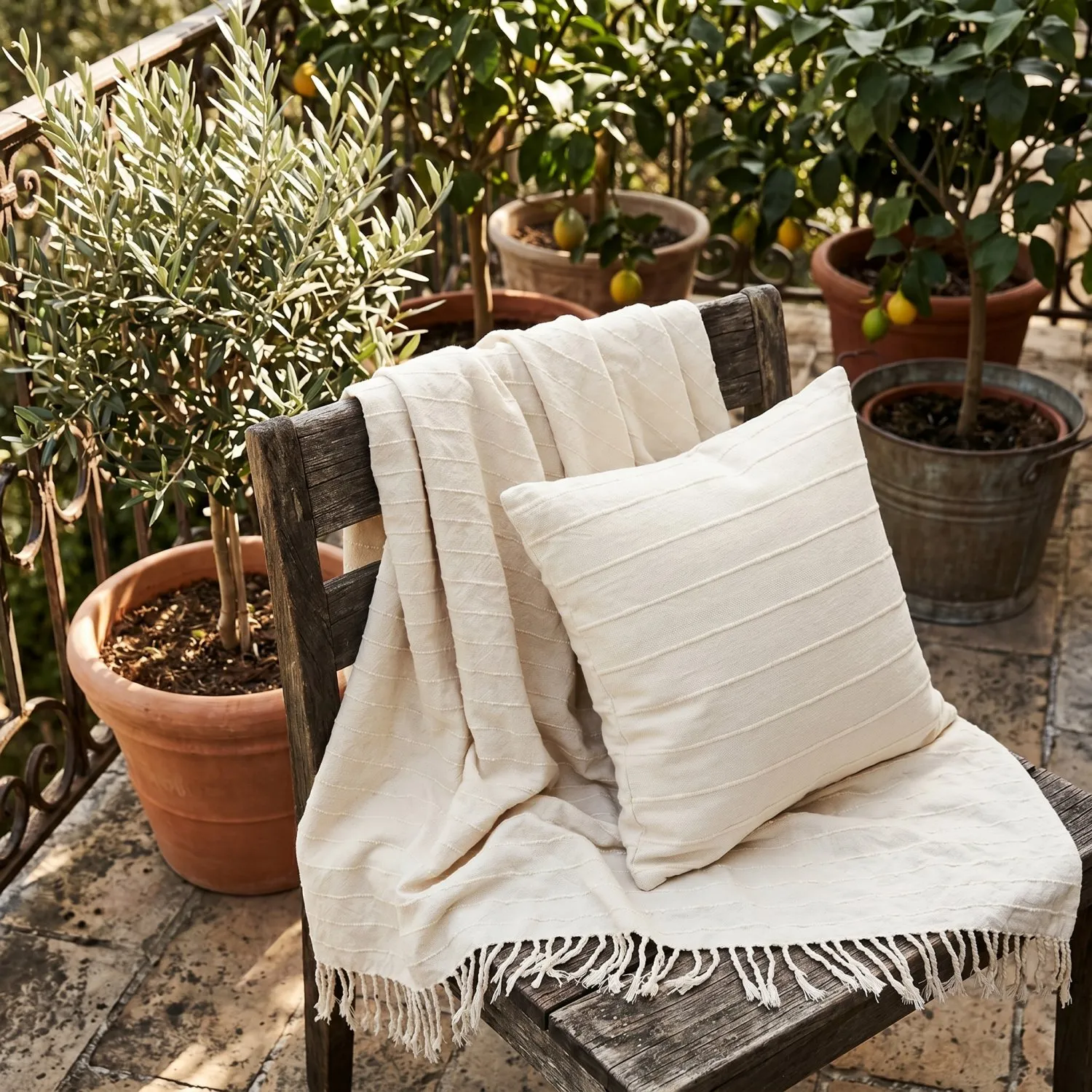 Couvertures - Nalani cotton throw (crème)