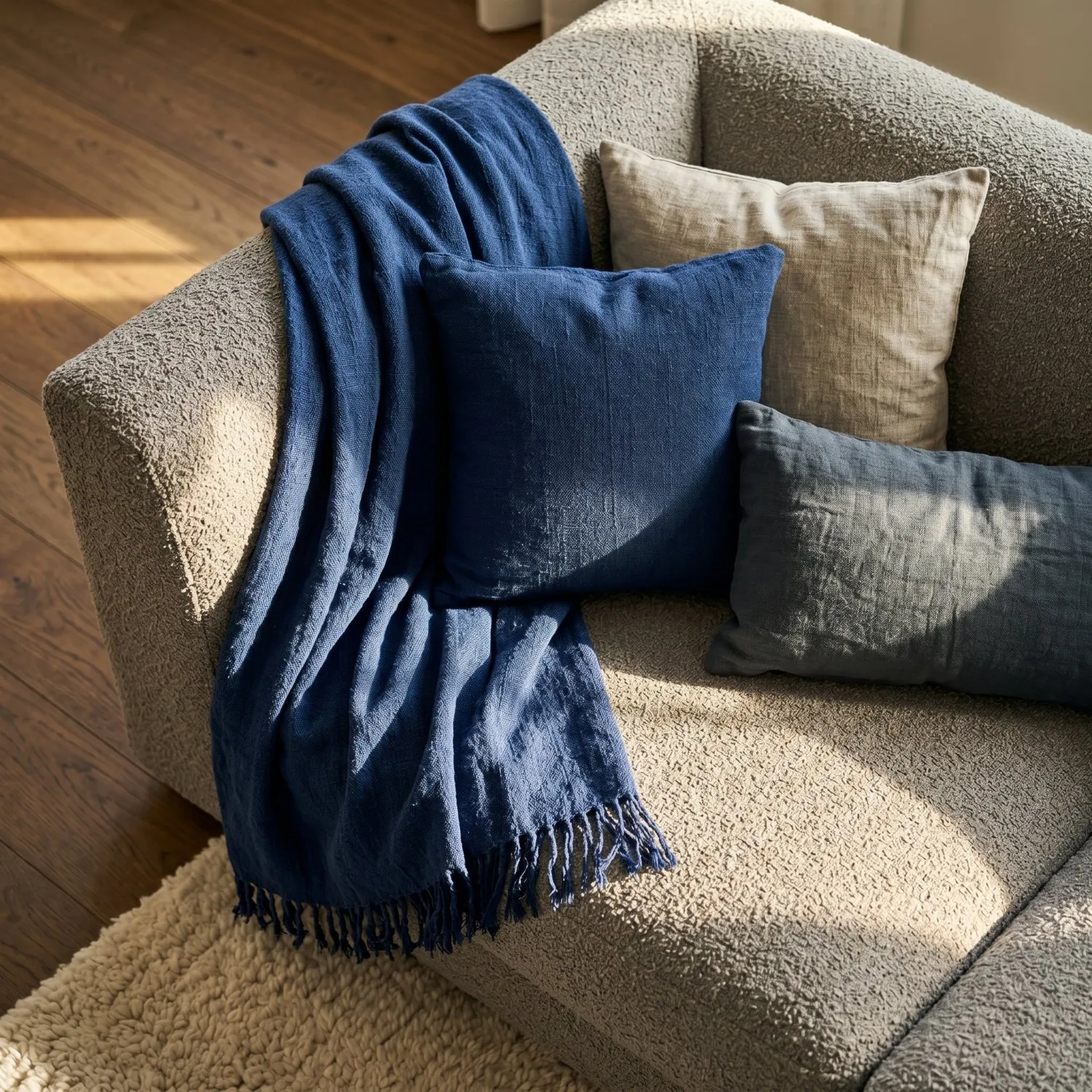 Taie d'oreiller - Veya cotton cushion cover (bleu marine)