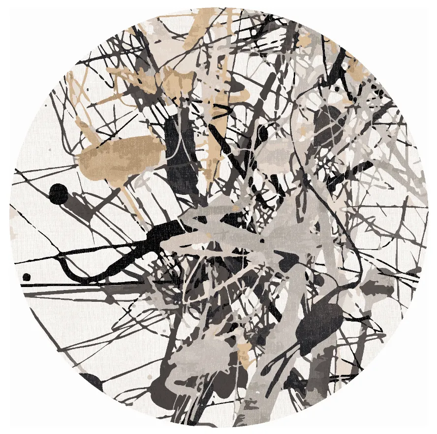 Tapis rond - Lawrance (gris/blanc)