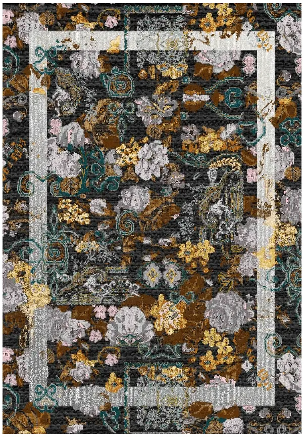 Tapis Wilton - Lefkada (noir/multicolore)