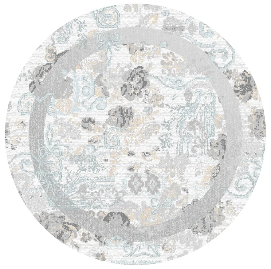 Tapis rond - Lefkada (blanc/multicolore)