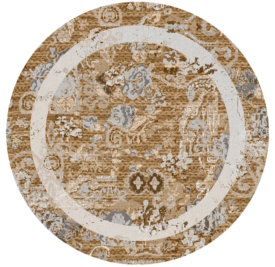 Tapis rond - Lefkada (marron/multicolore)