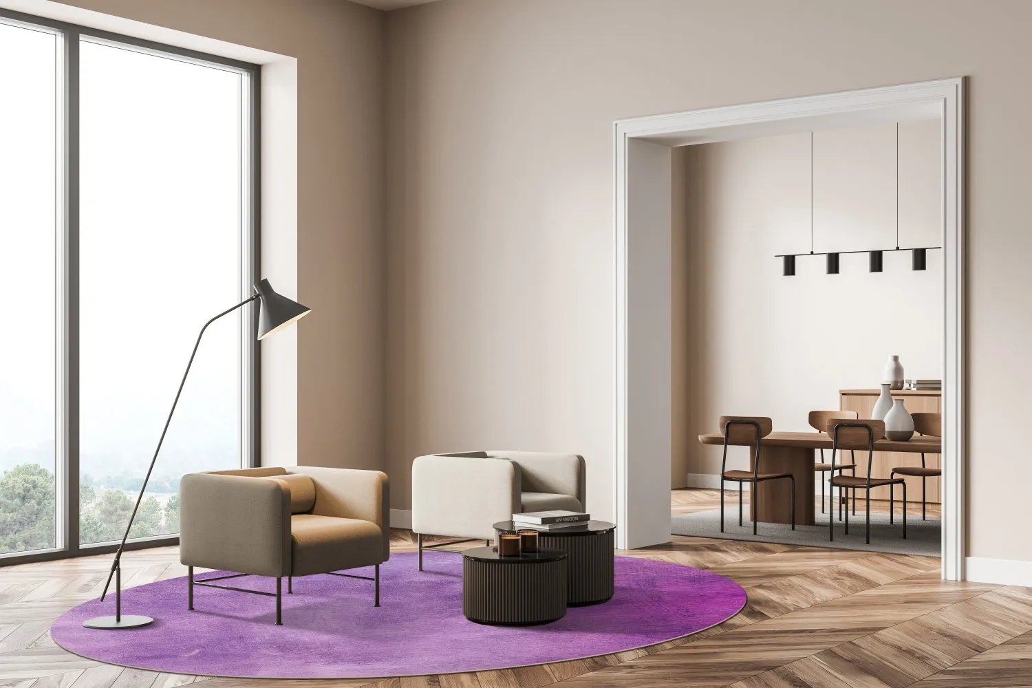 Tapis rond - Guillos (violet)