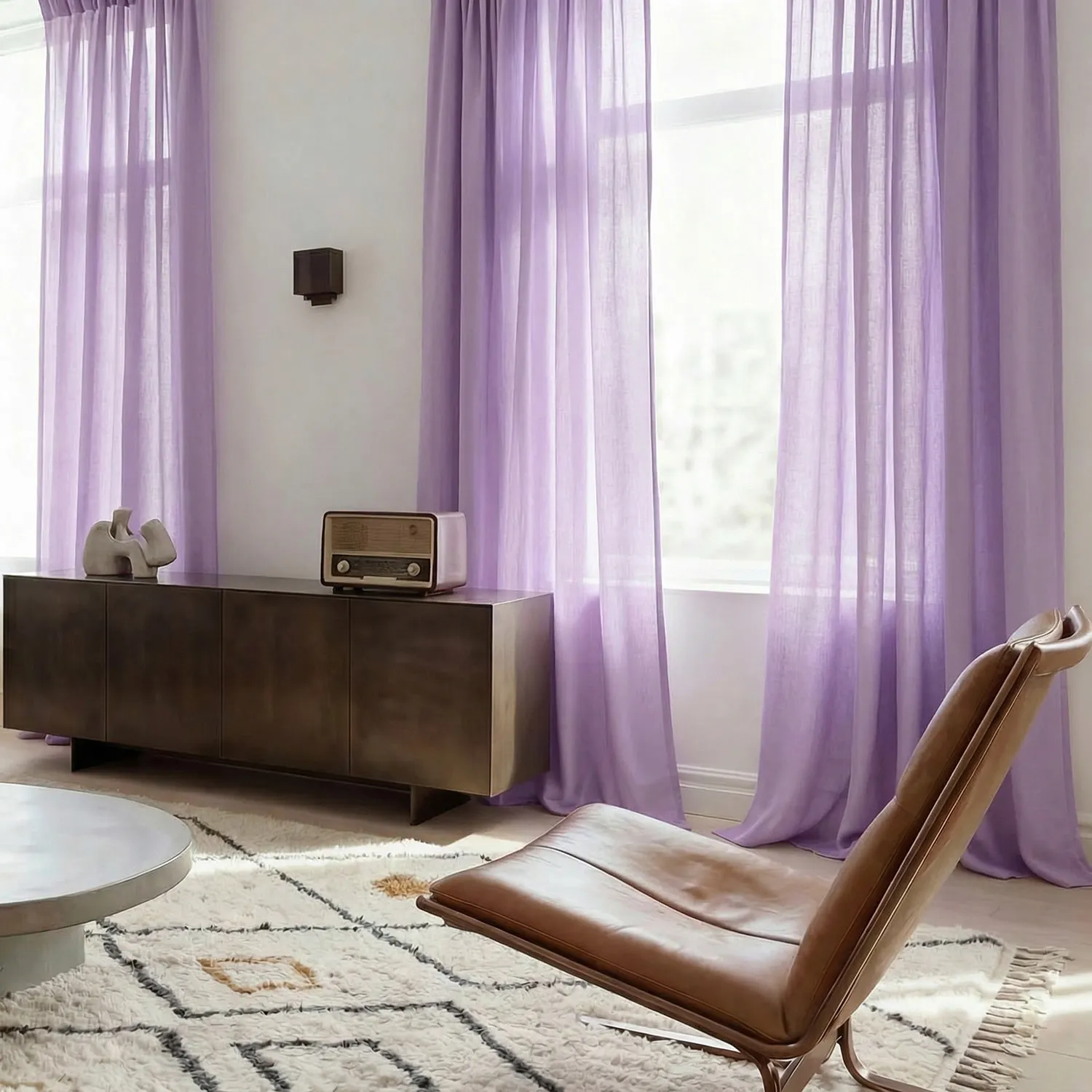Rideaux Lot de 2 - Rideau mélange lin Lumira (violet)