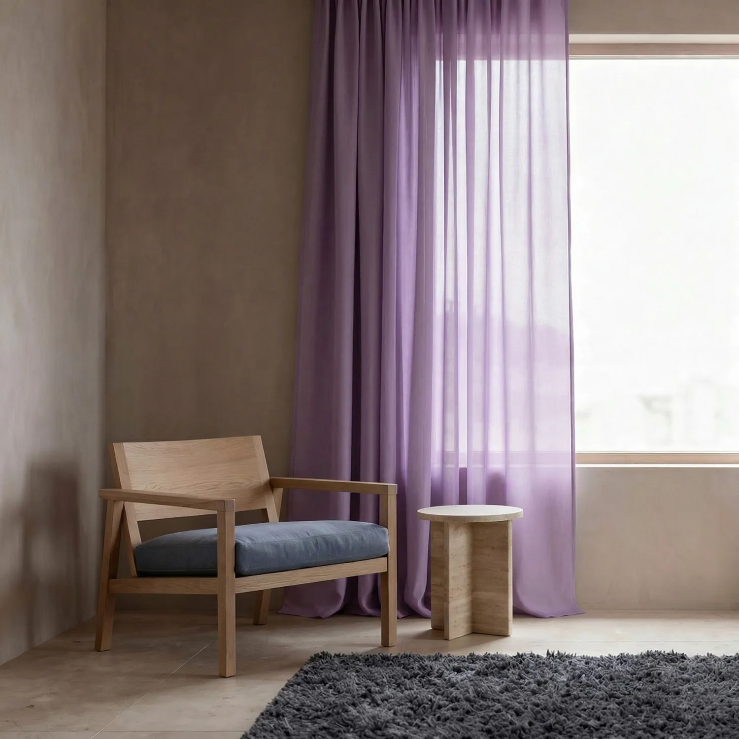 Rideaux Lot de 2 - Rideau mélange lin Lumira (violet)