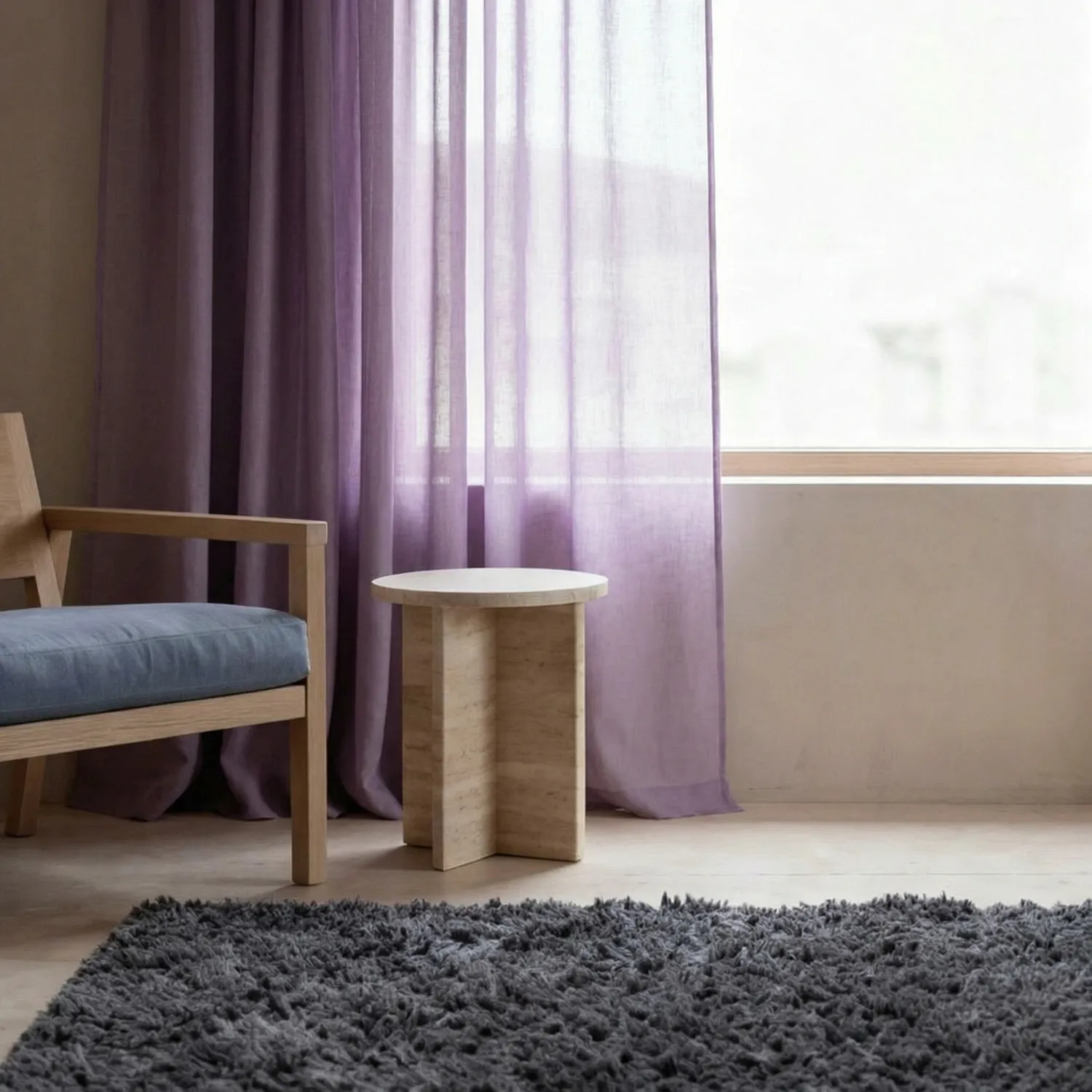 Rideaux Lot de 2 - Rideau mélange lin Lumira (violet)