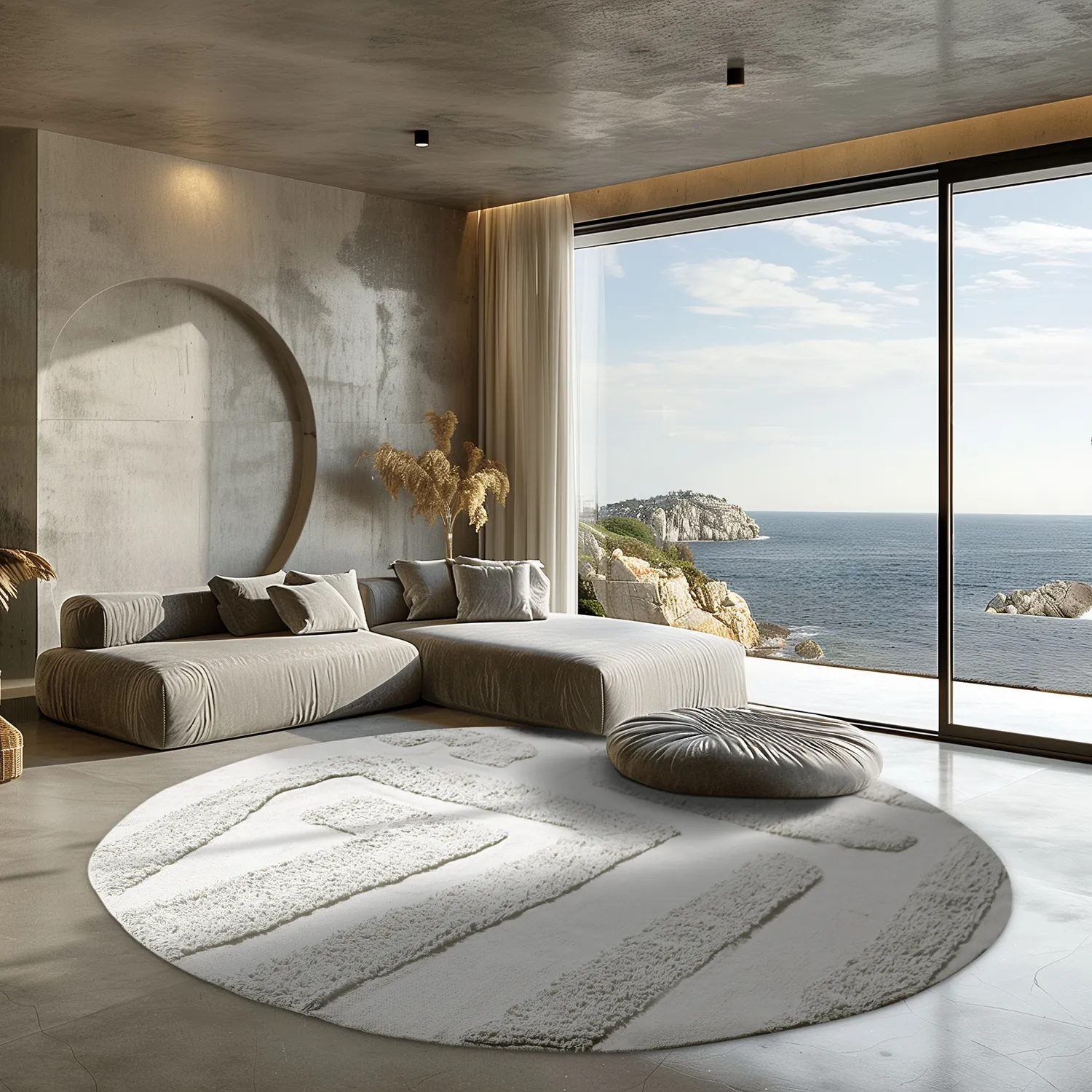 Tapis rond - Alexa Natural Cotton Shaggy (blanc cassé)