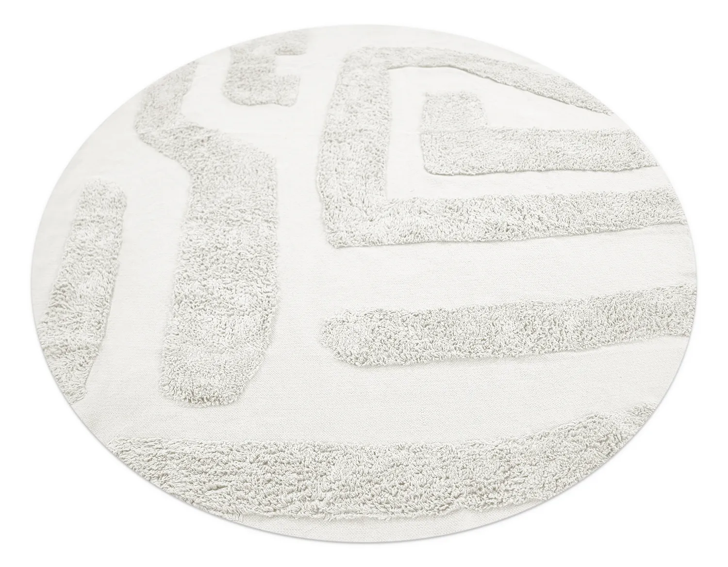 Tapis rond - Alexa Natural Cotton Shaggy (blanc cassé)