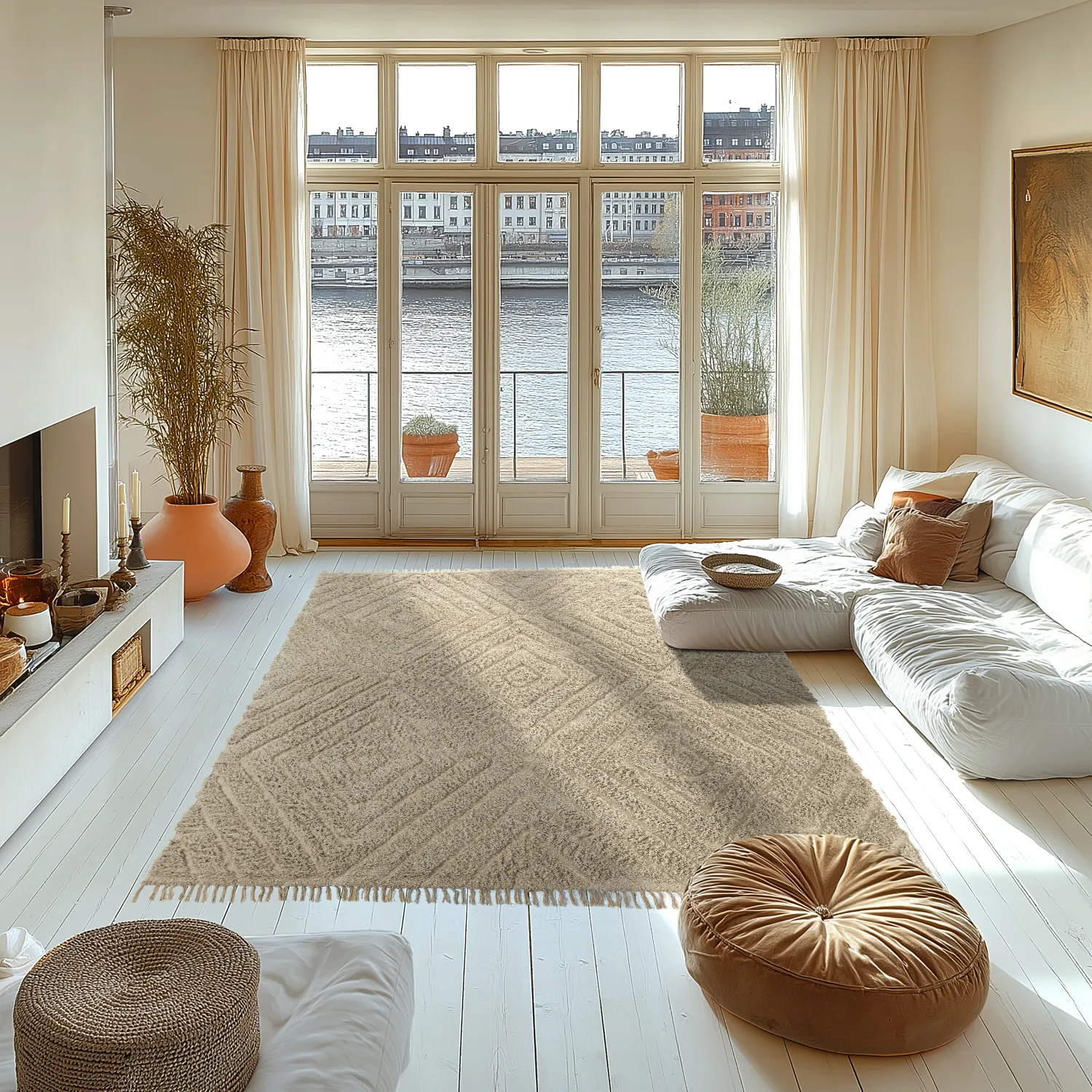 Tapis à poils longs - Amberley Natural Cotton Shaggy (beige)