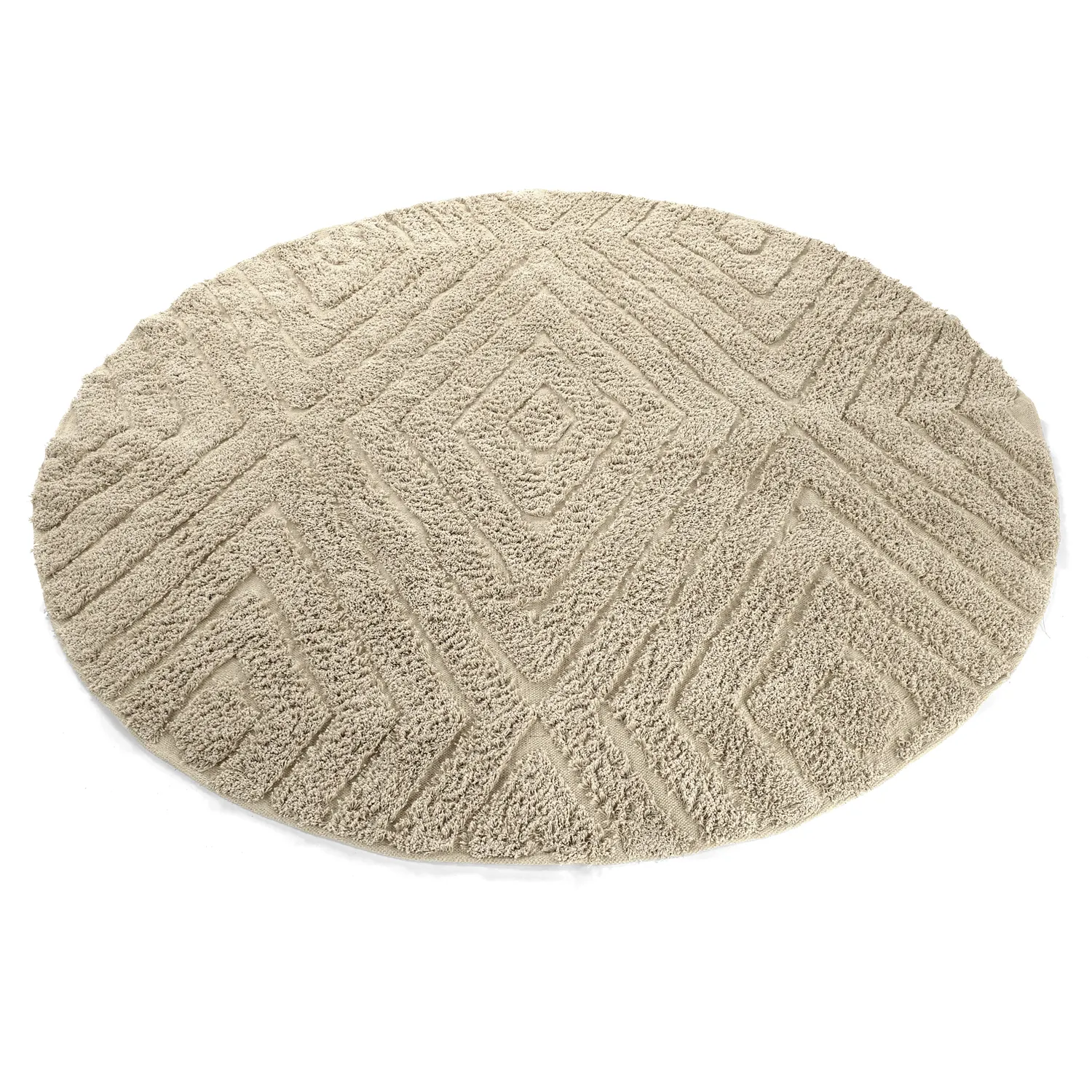 Tapis rond - Amberley Natural Cotton Shaggy (beige)