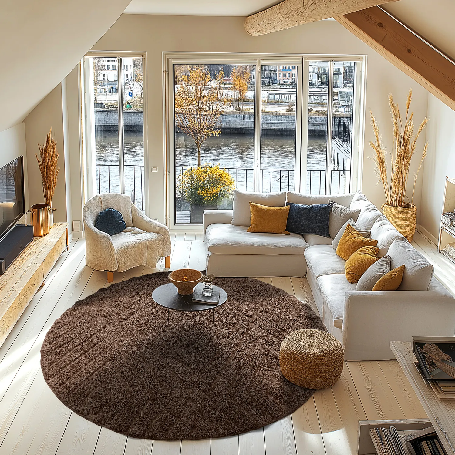 Tapis rond - Amberley Natural Cotton Shaggy (marron)