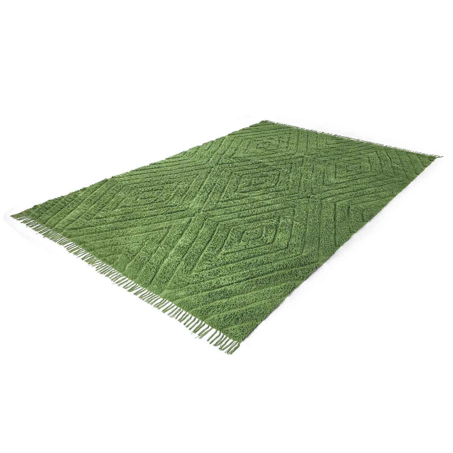 Tapis à poils longs - Amberley Natural Cotton Shaggy (vert)