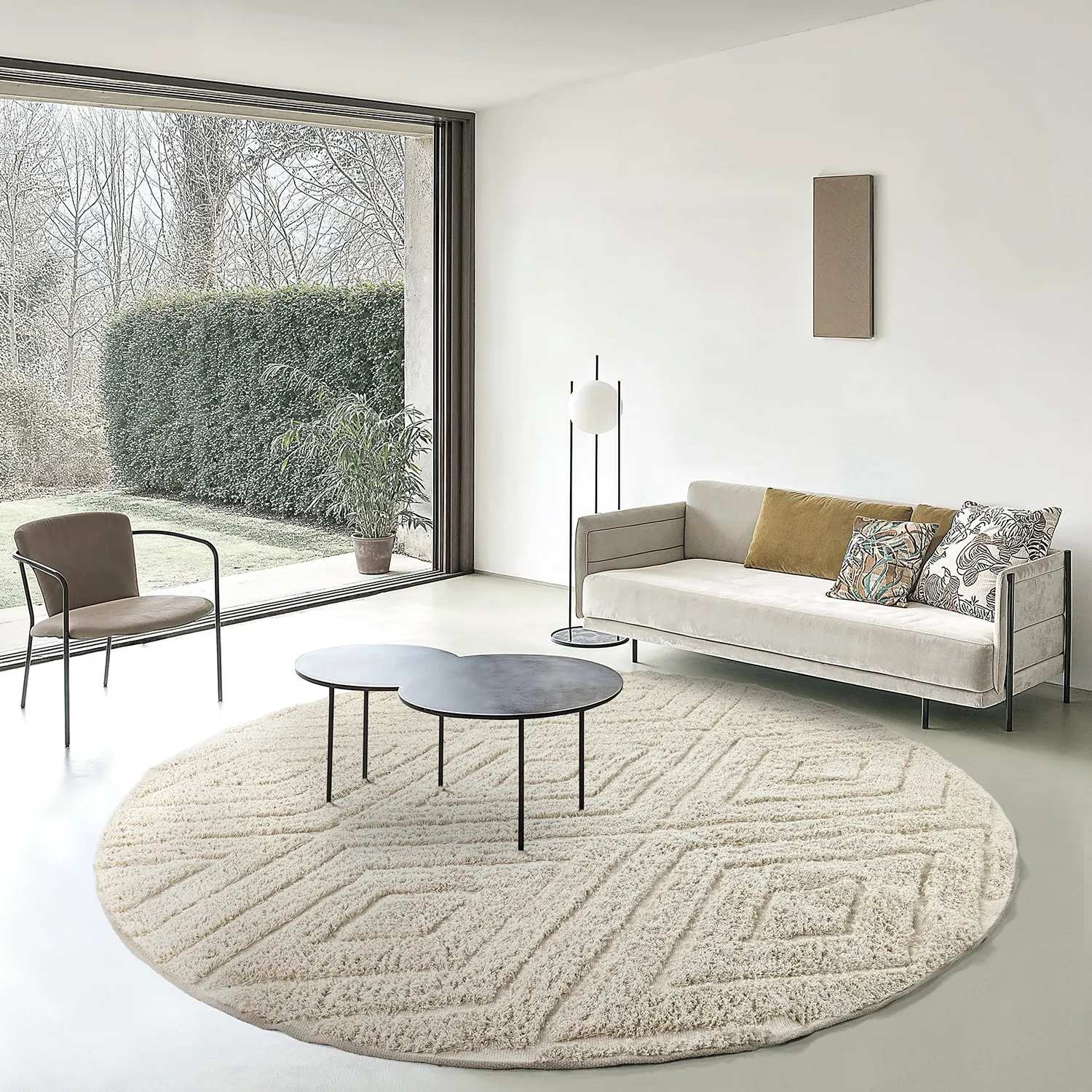 Tapis rond - Amberley Natural Cotton Shaggy (umazano bela)
