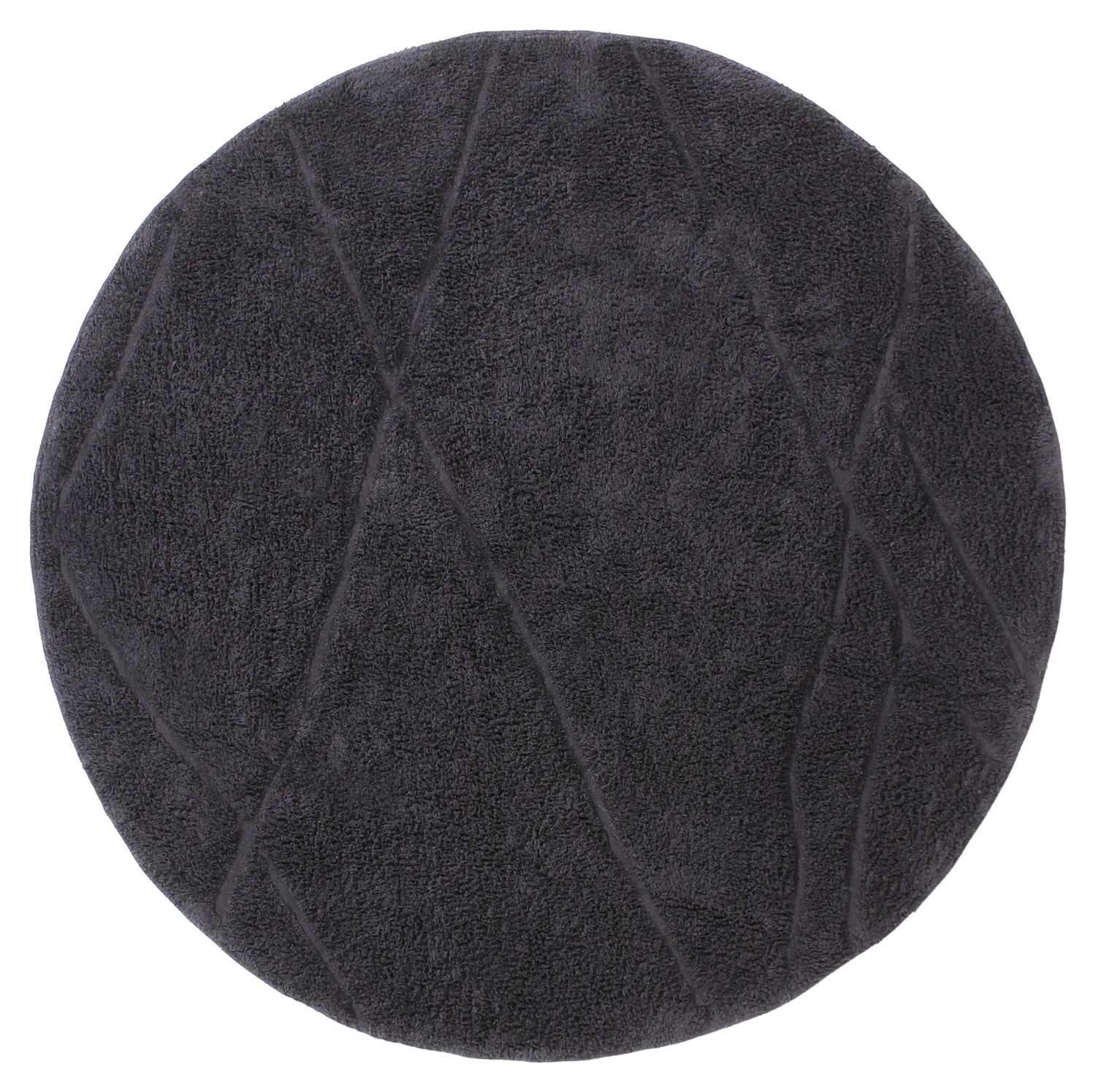 Tapis rond - Andrea Natural Cotton Shaggy (noir)