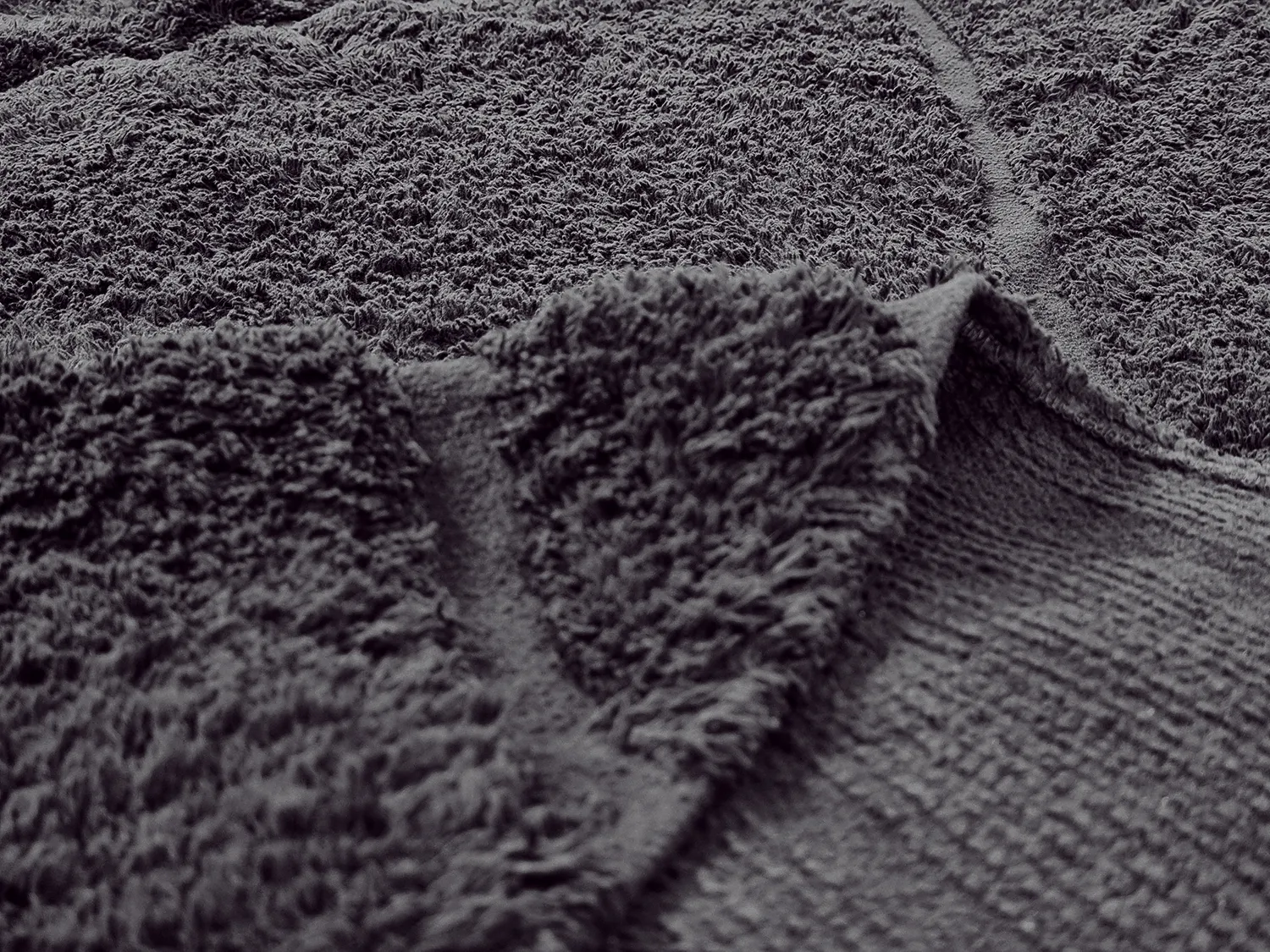 Tapis rond - Andrea Natural Cotton Shaggy (noir)