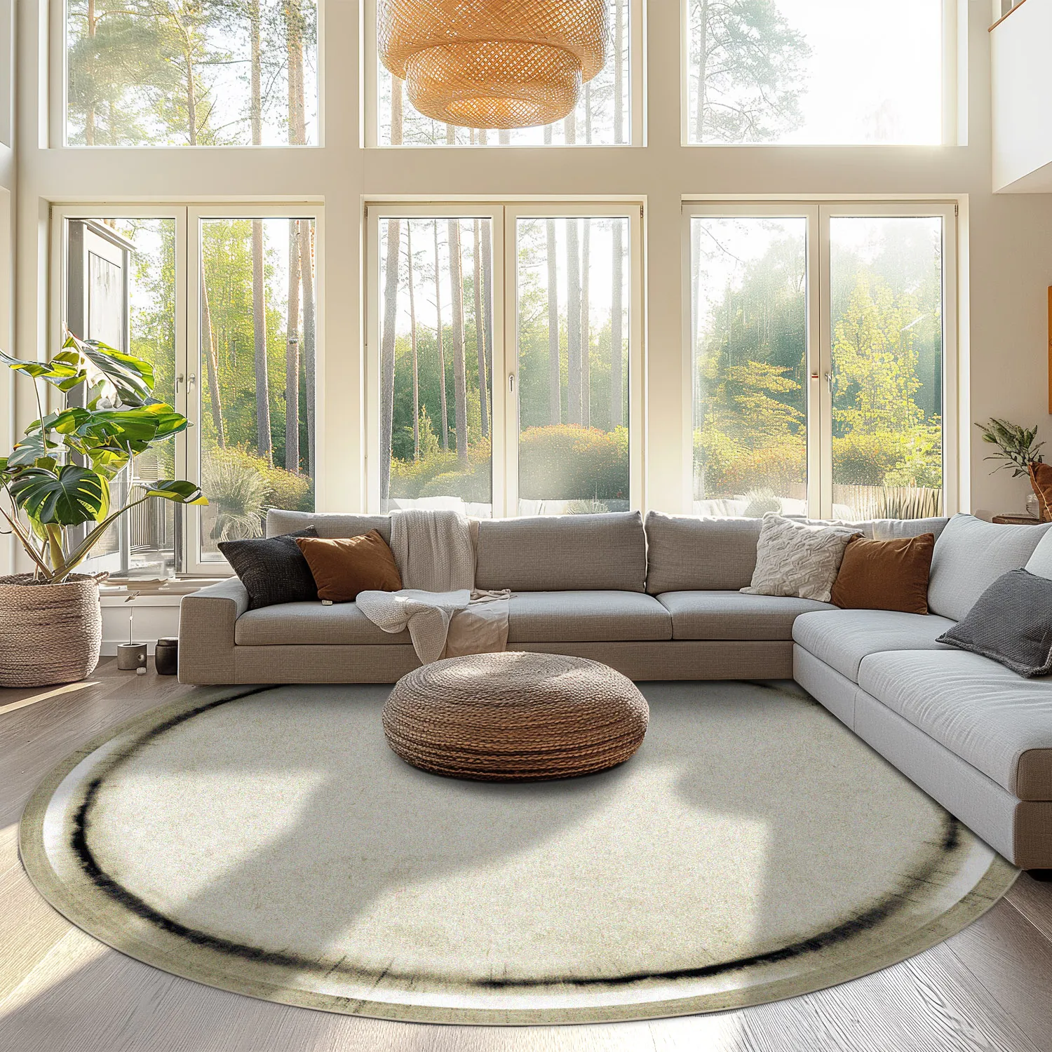 Tapis rond - Arriate (beige/gris)