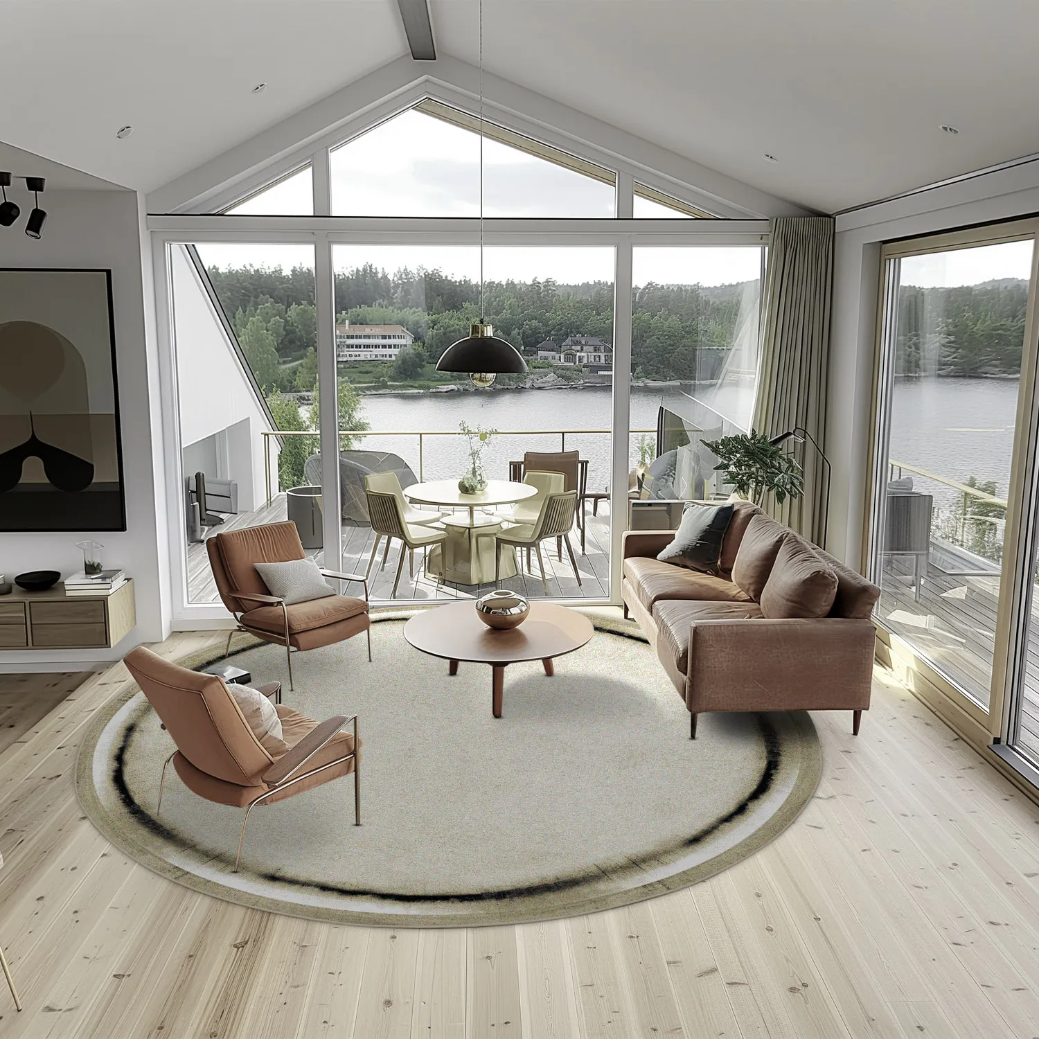 Tapis rond - Arriate (beige/gris)