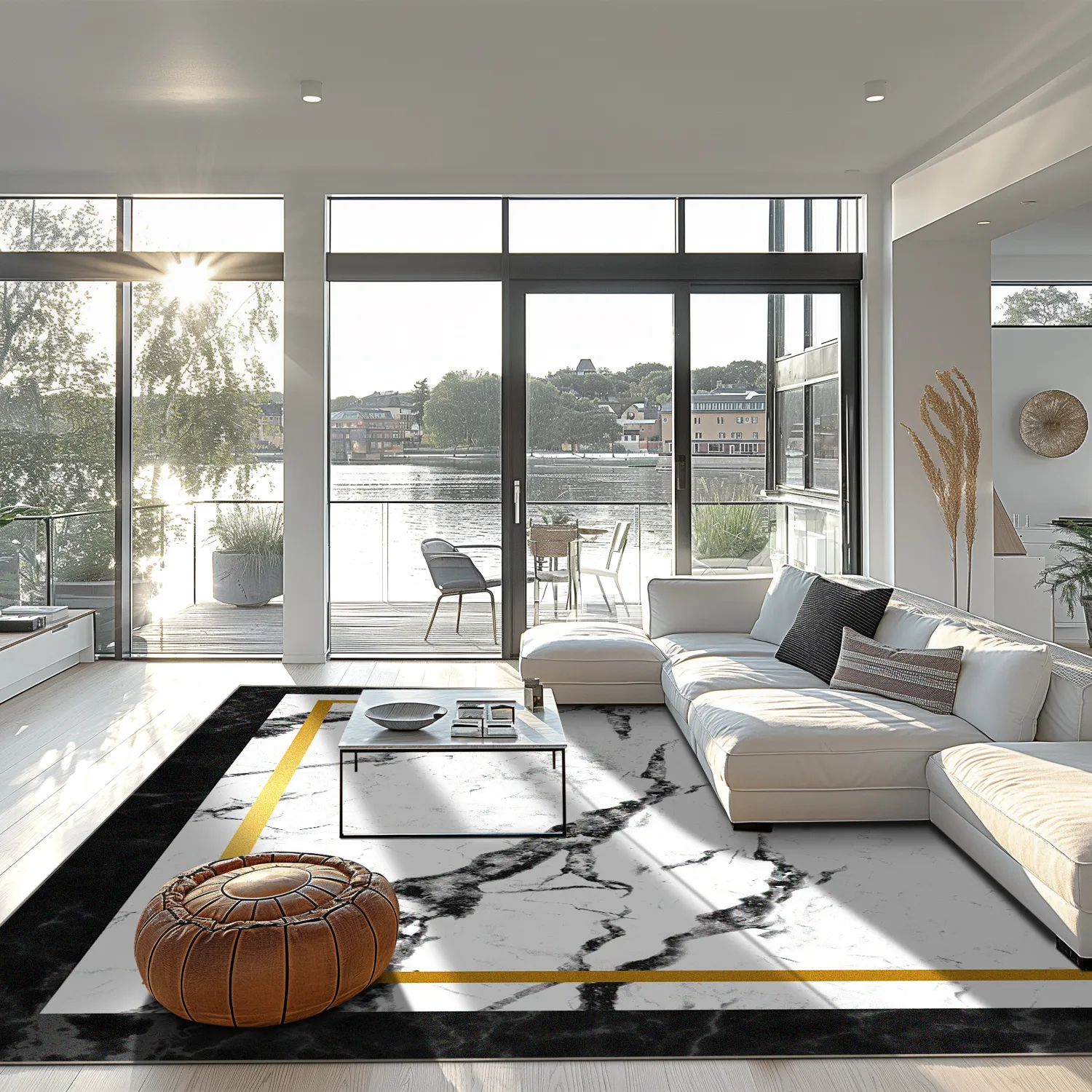 Tapis Wilton - Avola (noir/blanc/doré)