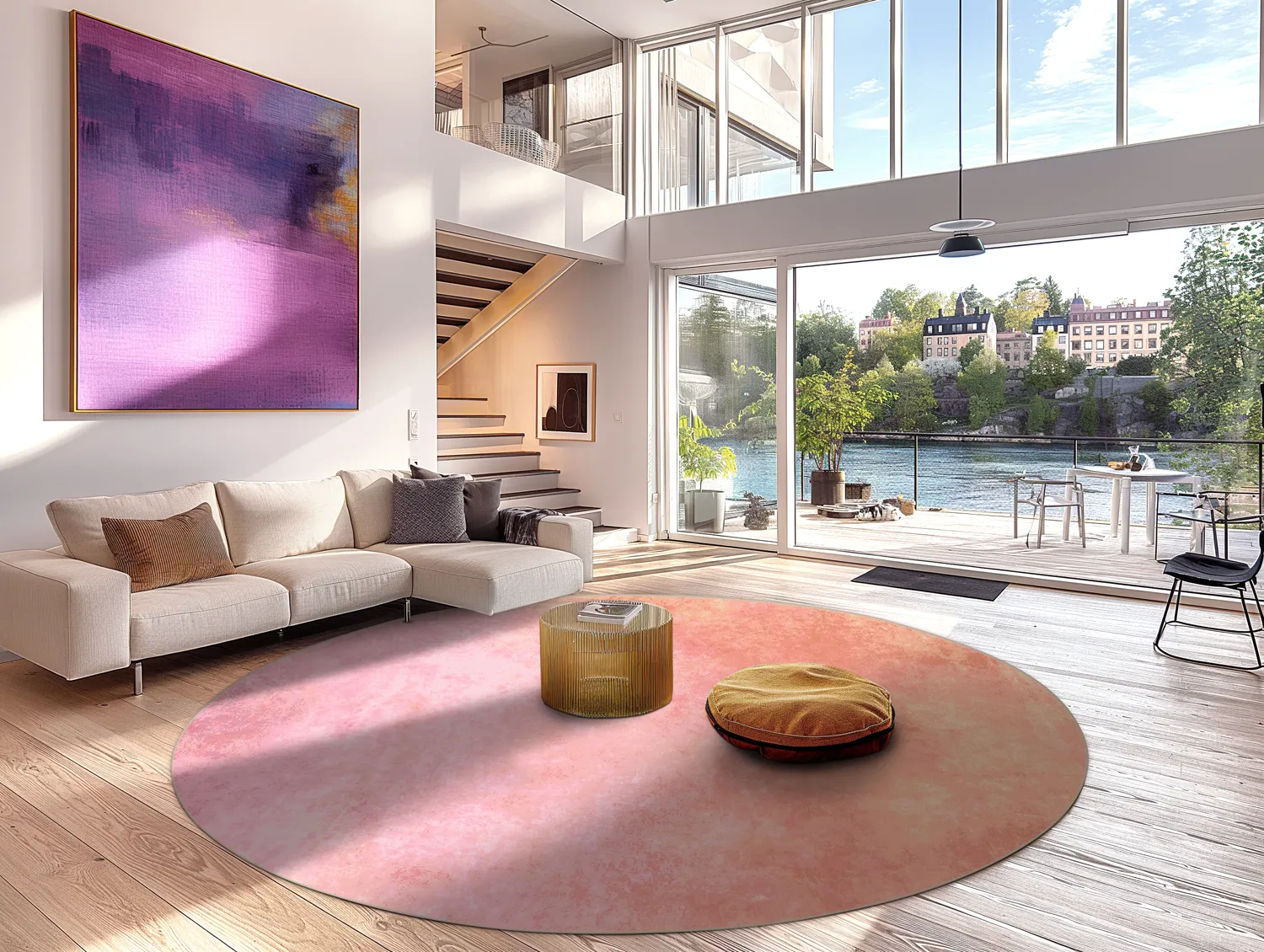 Tapis rond - Baden (rose)