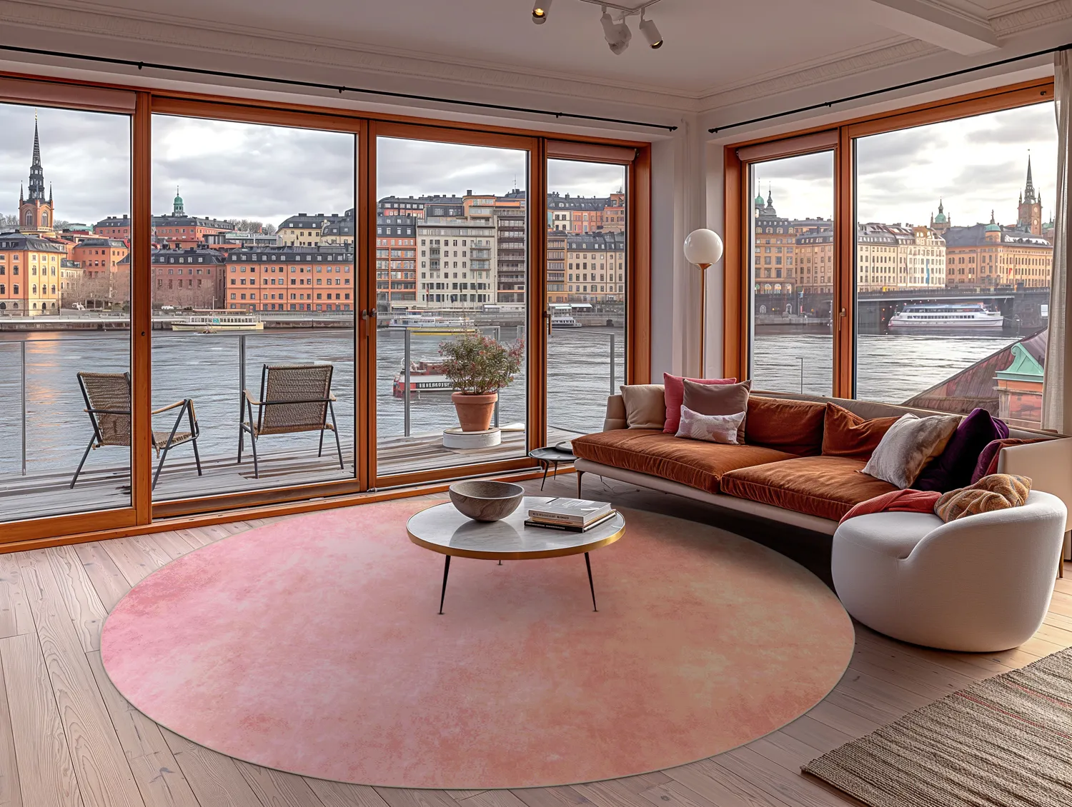 Tapis rond - Baden (rose)