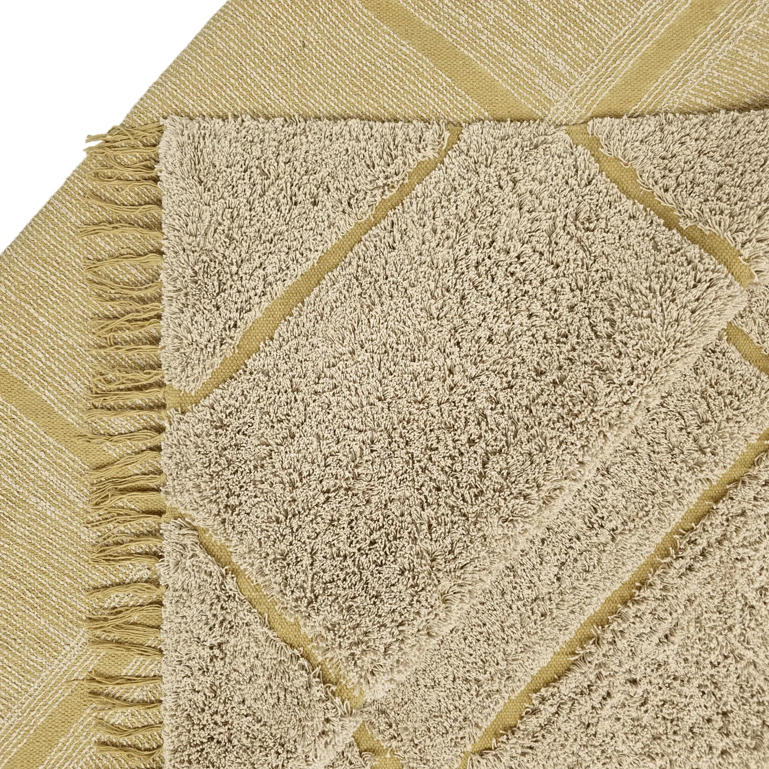 Tapis à poils longs - Bellevue Natural Cotton Shaggy (beige/marron)