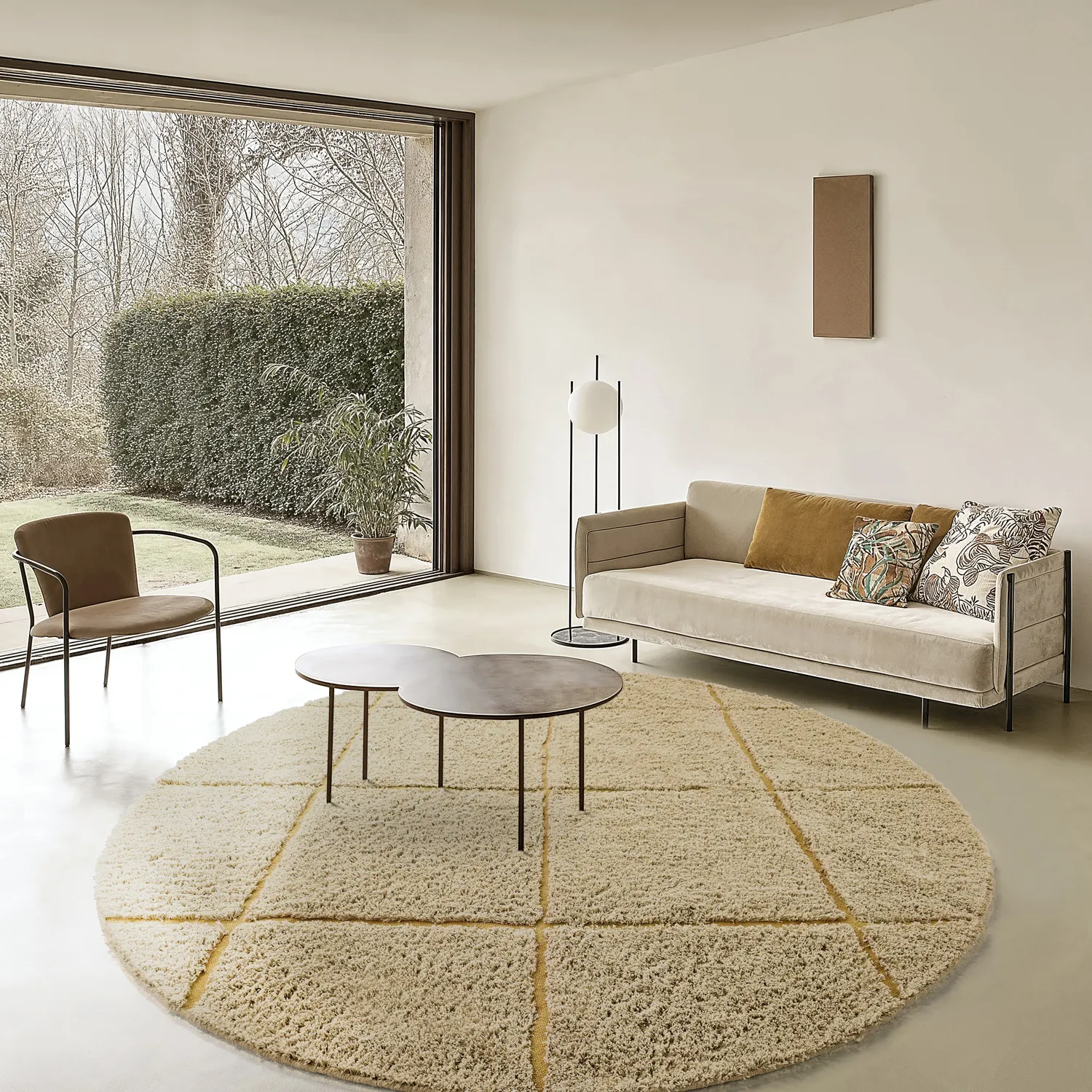 Tapis rond - Bellevue Natural Cotton Shaggy (beige/marron)