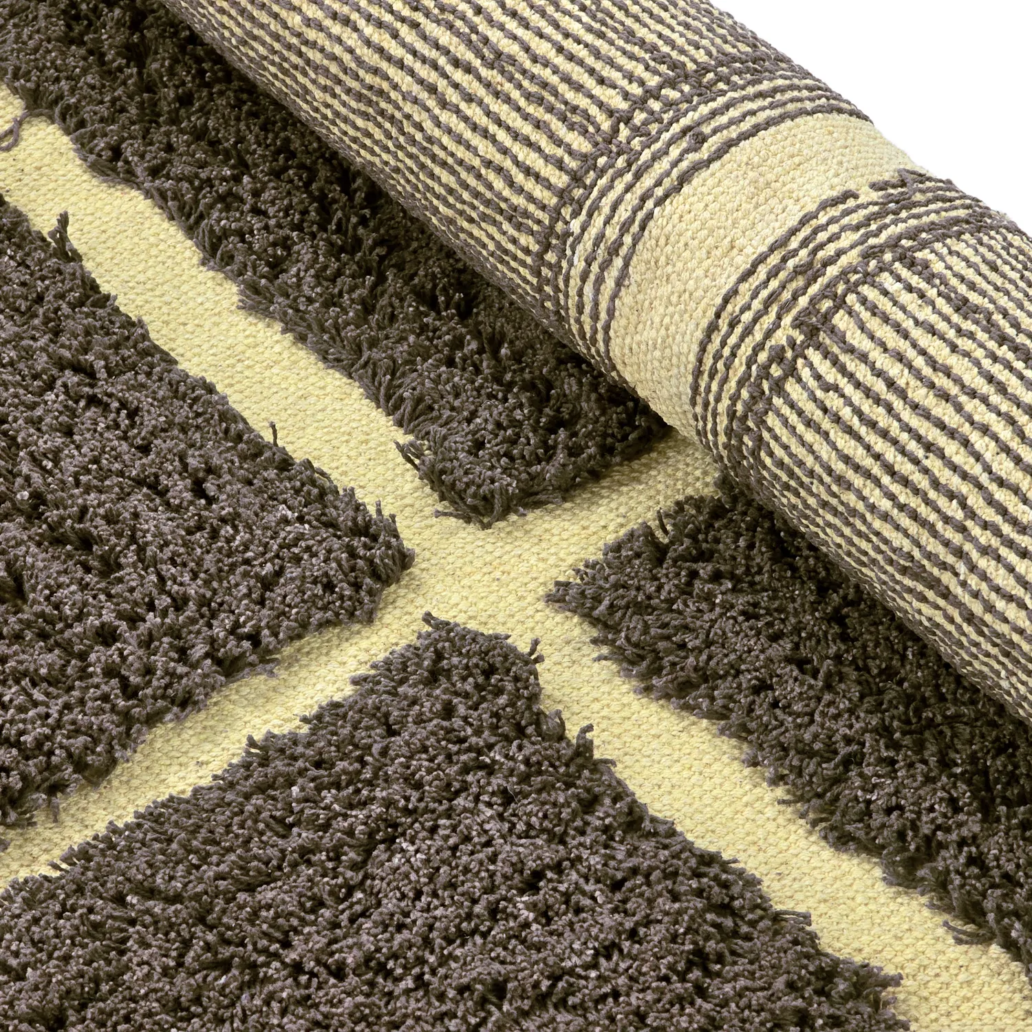 Tapis rond - Bellevue Natural Cotton Shaggy (marron/jaune)
