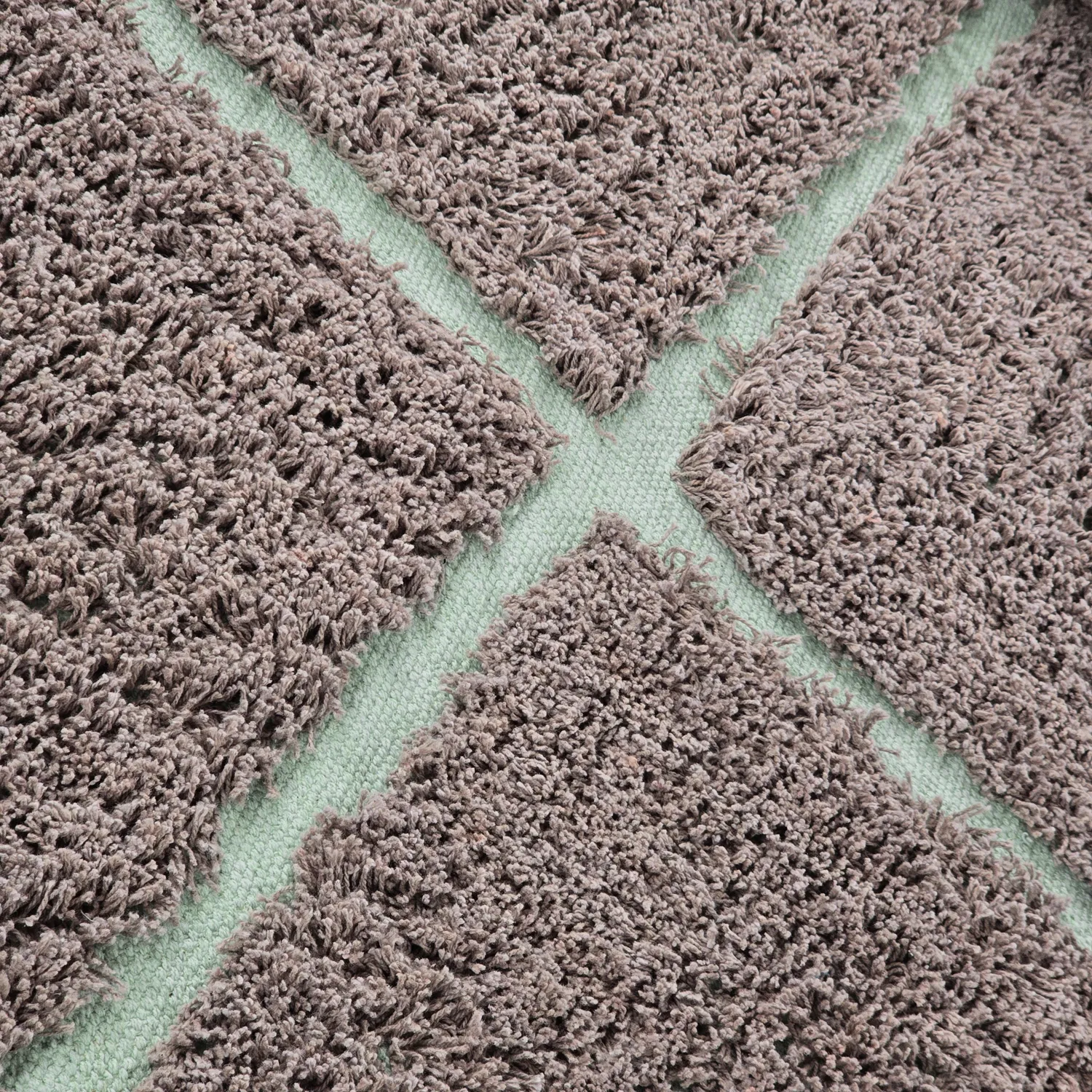 Tapis rond - Bellevue Natural Cotton Shaggy (taupe/vert)
