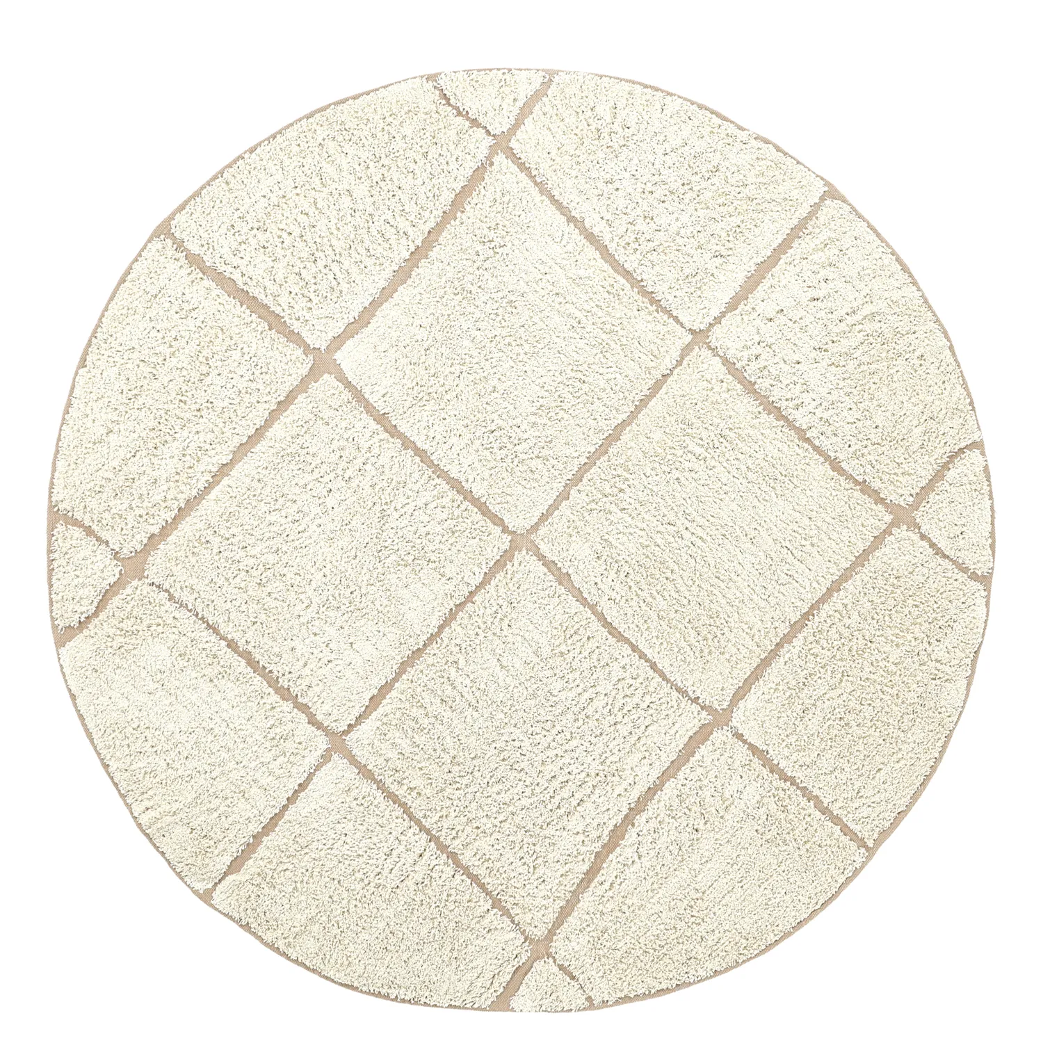 Tapis rond - Bellevue Natural Cotton Shaggy (blanc cassé/beige)