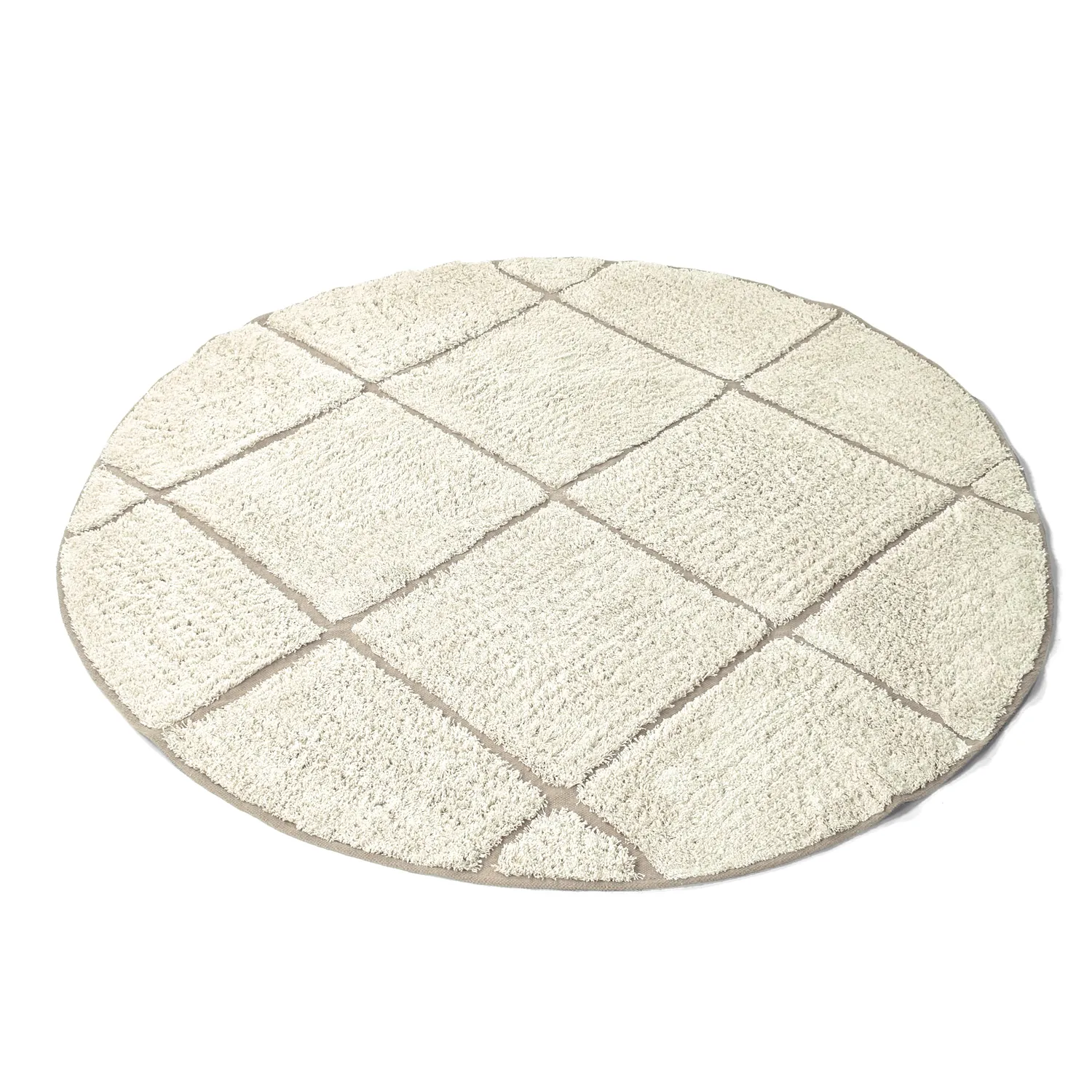 Tapis rond - Bellevue Natural Cotton Shaggy (blanc cassé/beige)